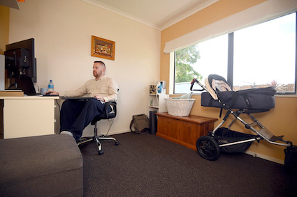 Ben Rice from Papamoa, has worked four out of five business days from home since level 4 lockdown - a move that his employer made permanent in level 1 after discussion with him. Photo / George Novak