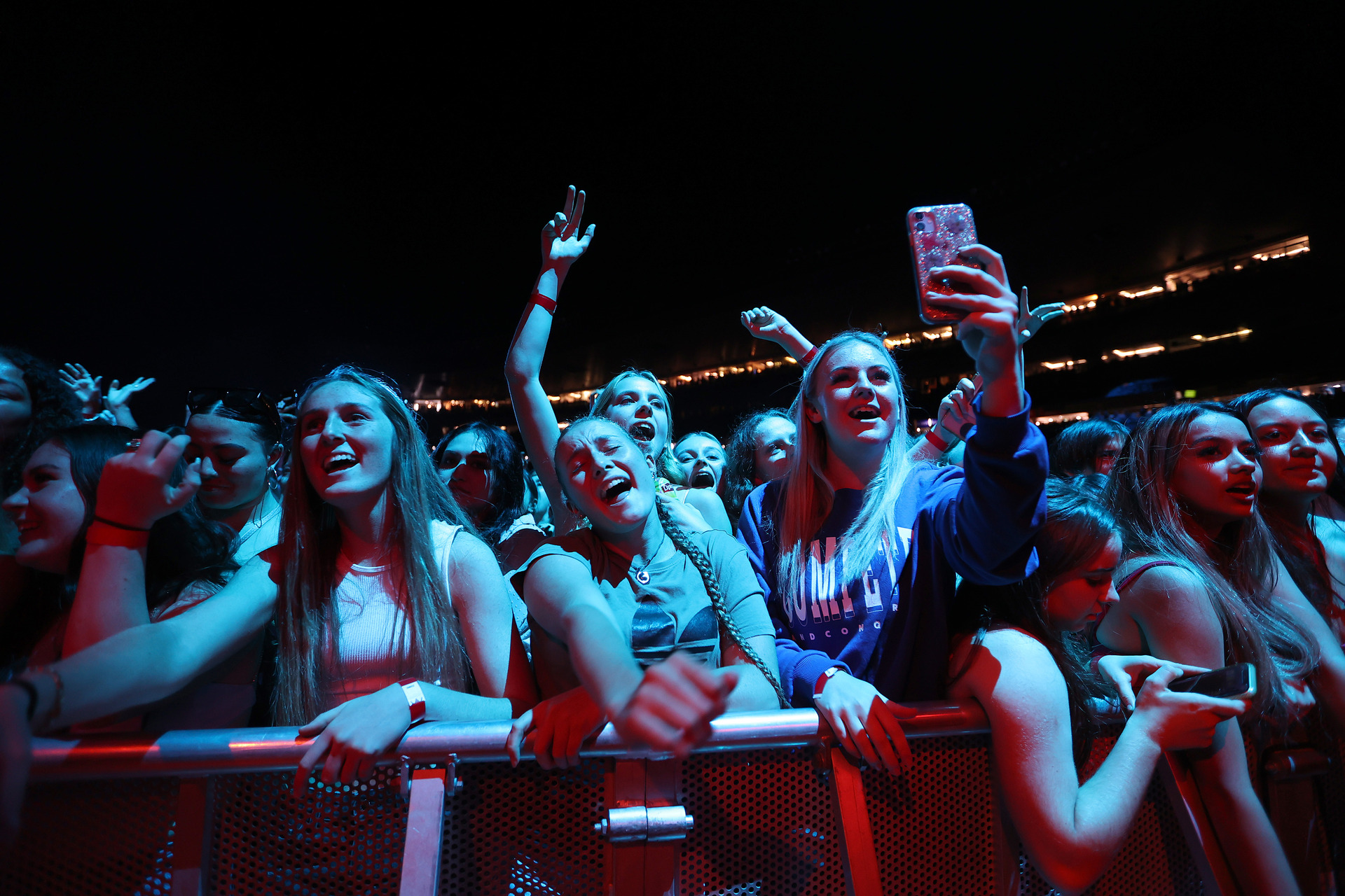 Fans dance to Drax Project, who performed just before headline act Six60 at Eden Park tonight. Photo / Fiona Goodall/Getty Images