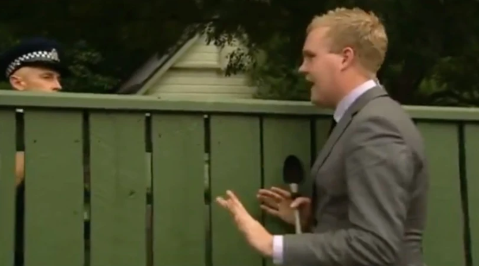McLean had springs in his feet in 2010, when he jumped the fence at Premier House during a live cross to Breakfast. Photo / The Spinoff