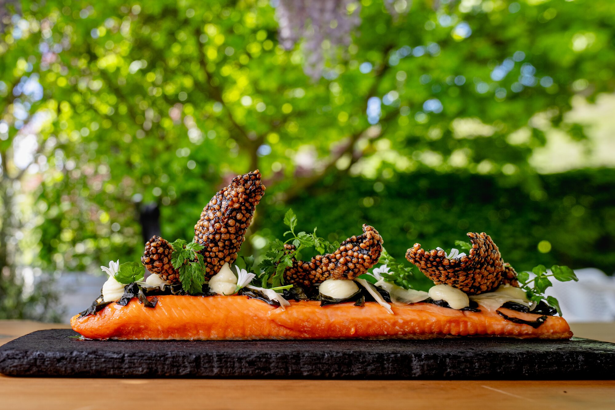 The cedarwood-baked Mt Cook salmon.