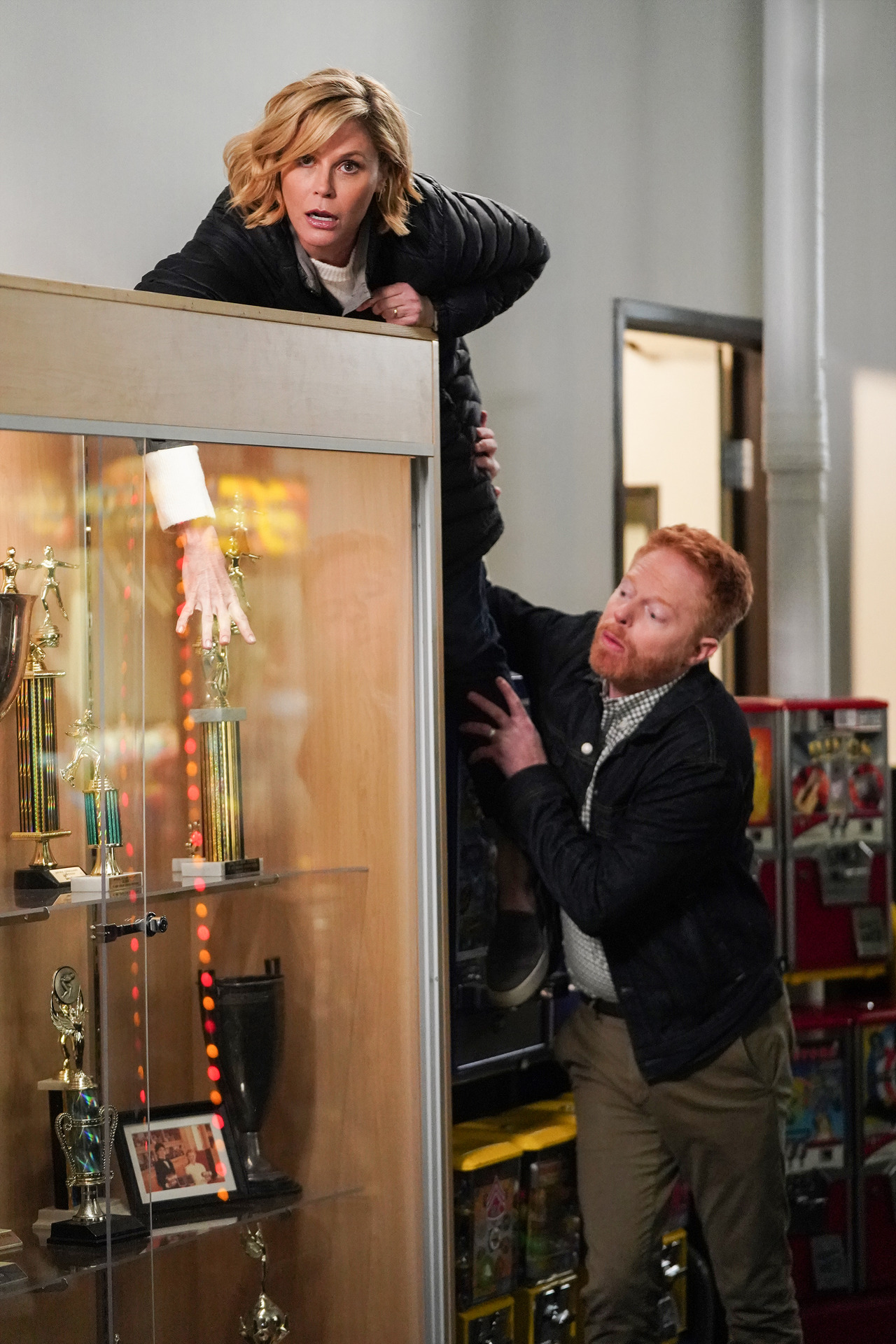 Claire Dunphy (Julie Bowen) and Mitchell Pritchett (Jesse Tyler Ferguson) in the series finale of Modern Family. Photo: Three