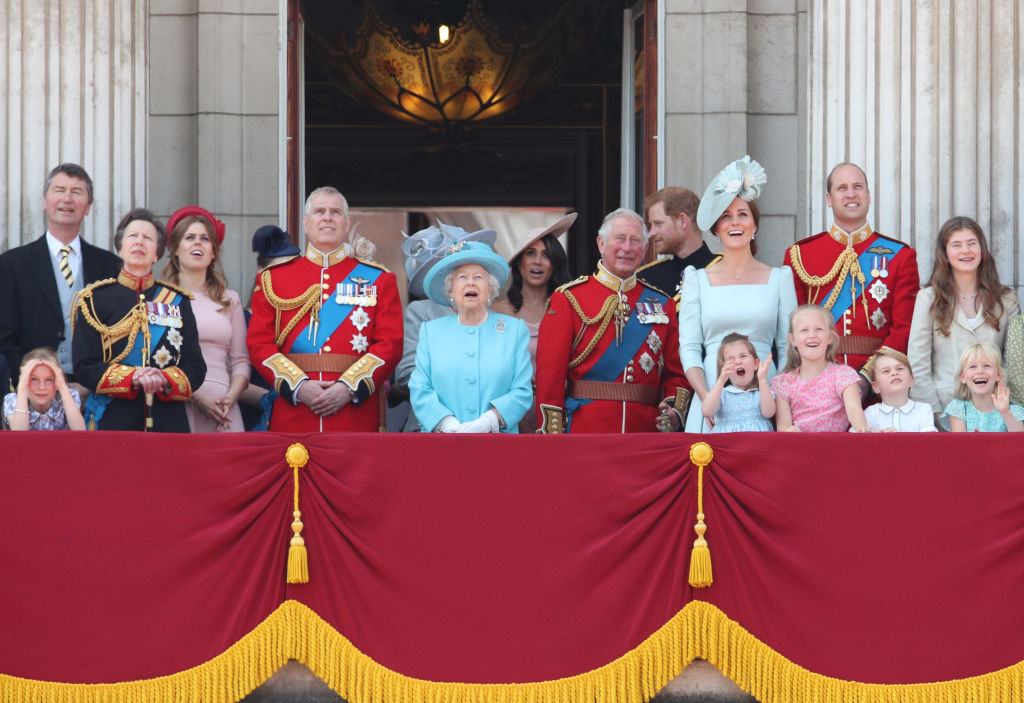 The royal family on the balcony of Buckingham Palace, in central London, following the Trooping the Colour ceremony at Horse Guards Parade as the Queen celebrates her official birthday. Photo / Getty Images