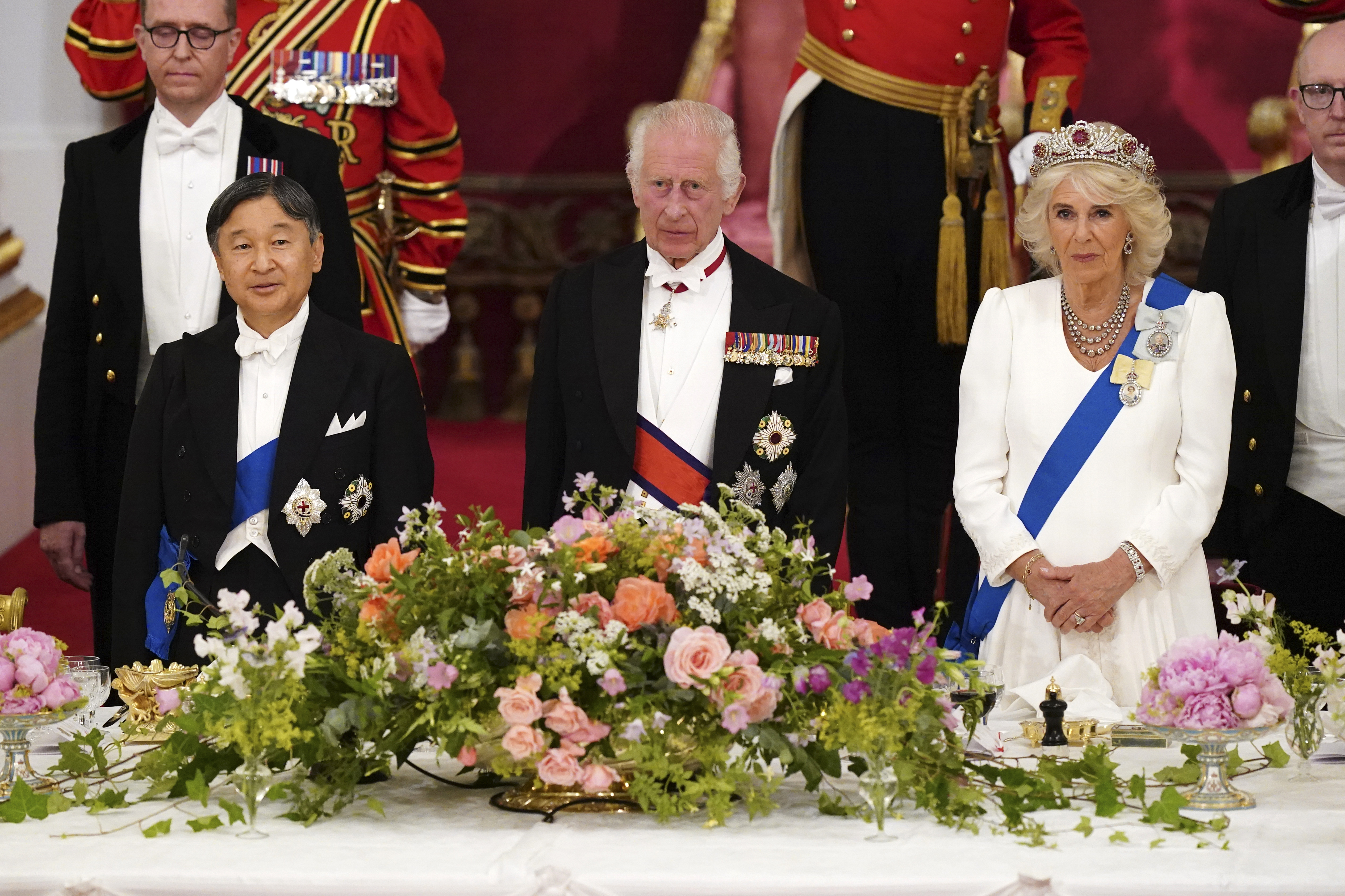 King Charles, Queen Camilla, Emperor Naruhito and Empress Masako got to sip some New Zealand-made chardonnay at a state banquet this week. Photo / AP