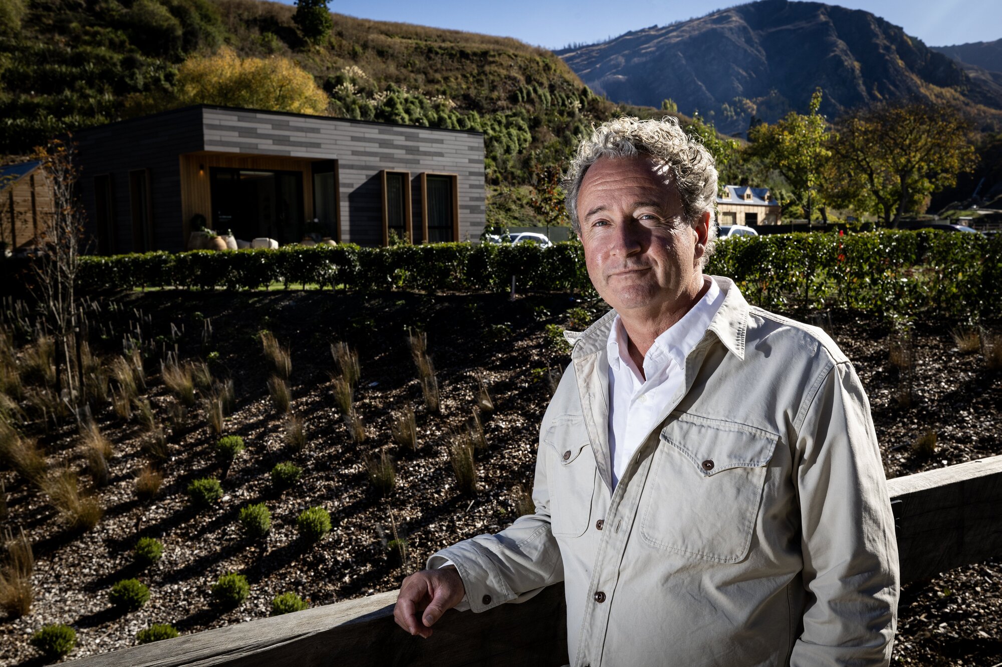 Developer Chris Meehan at Ayrburn hospitality precinct near Arrowtown. Photo / Jason Oxenham 