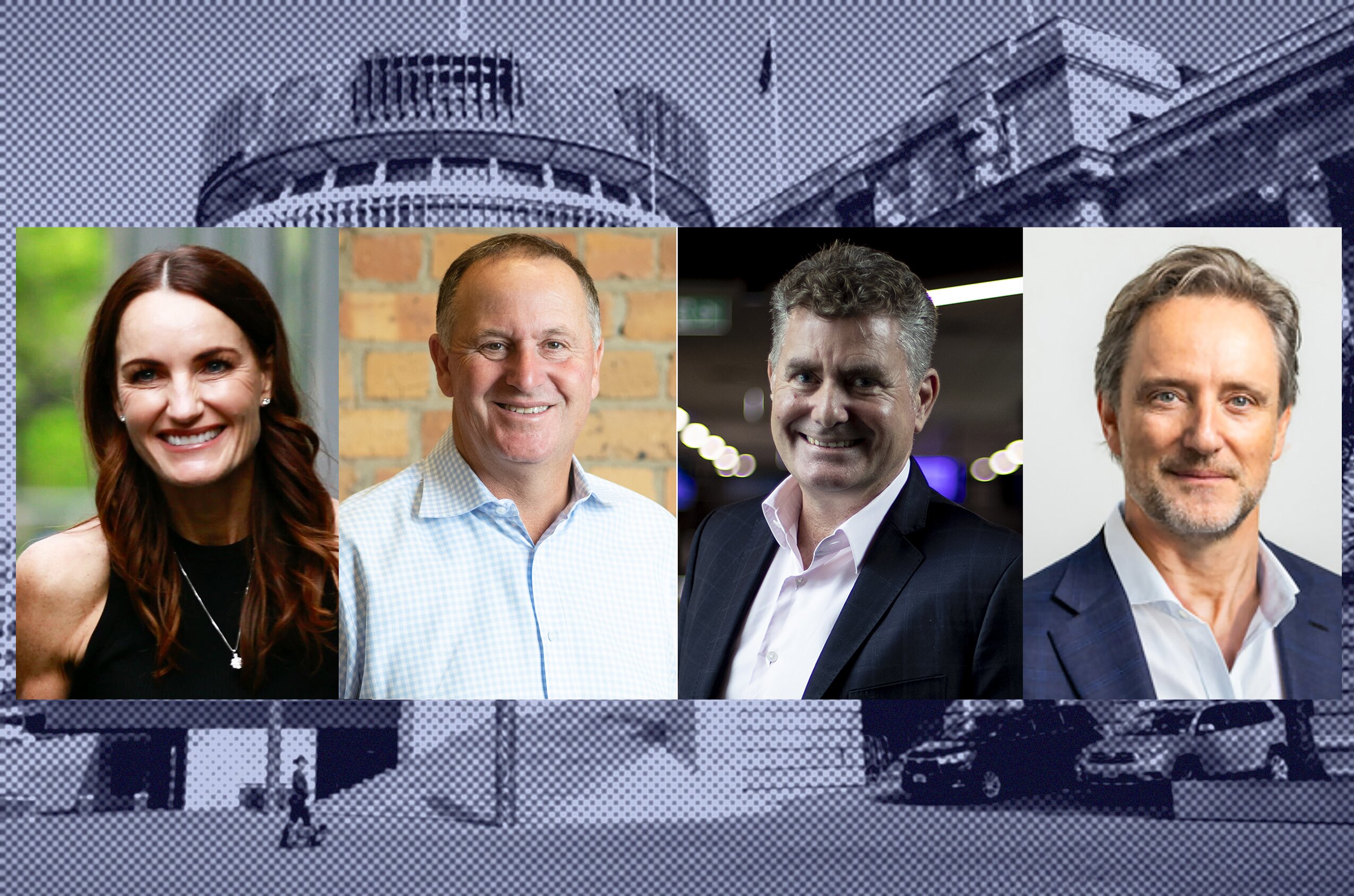 Amanda Luxon, John Key, Cam Wallace and Mark Wilson. Photo / NZME