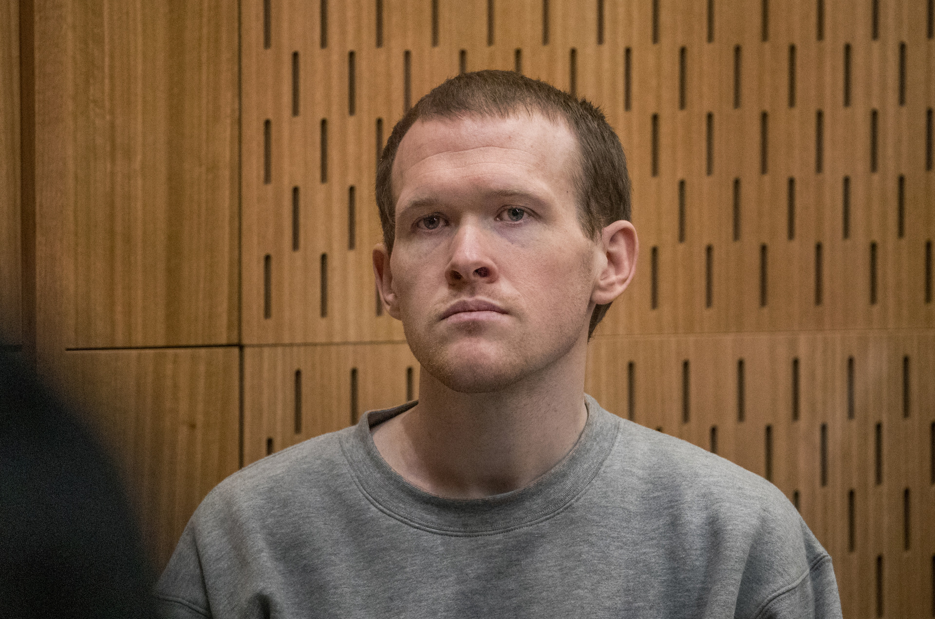 Brenton Tarrant at his sentencing on 51 murder, 40 attempted murder charges and one terrorism charge. Photo / Pool