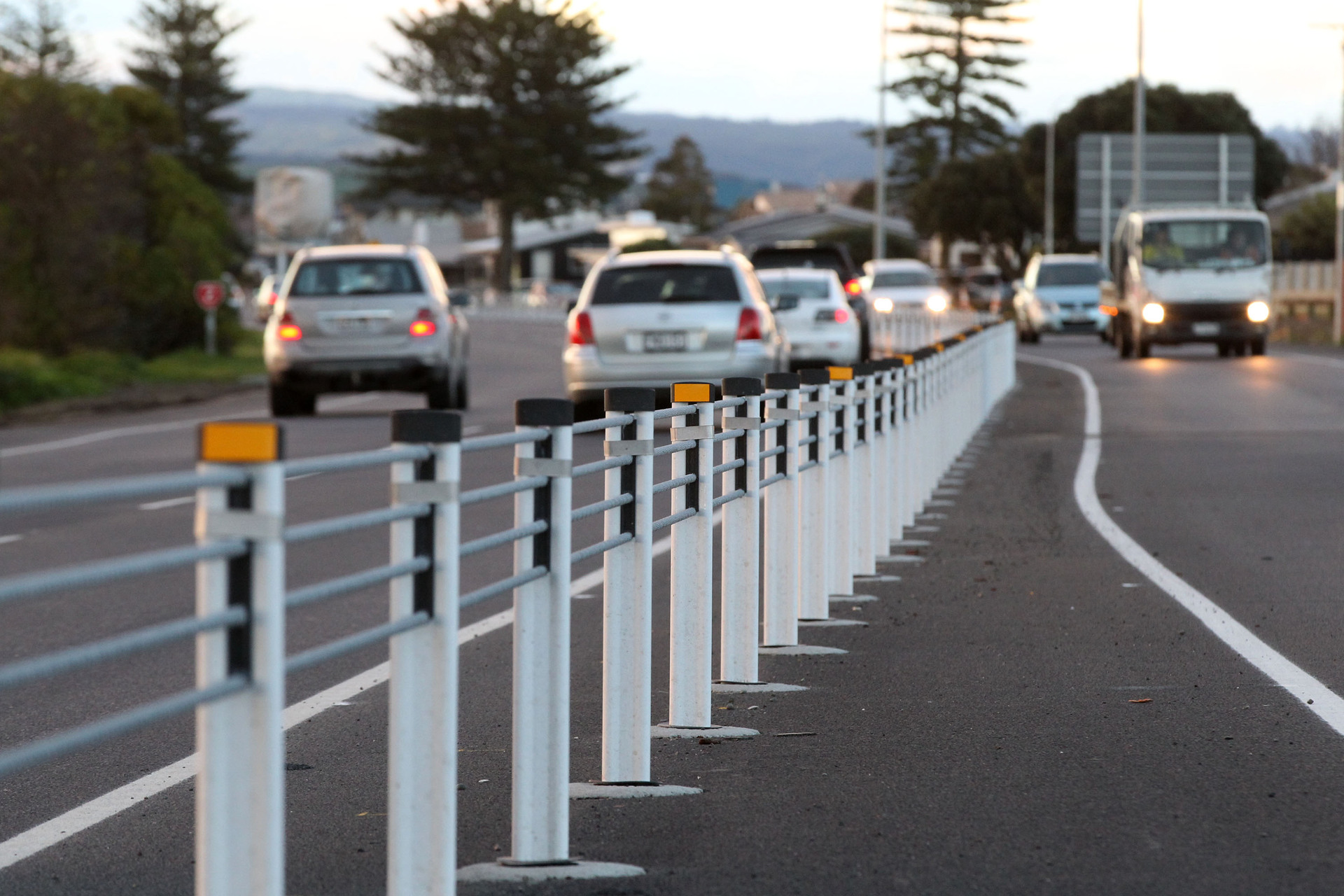 Flexible median barriers are appearing on New Zealand roads, but far more slowly than promised. Will this stop altogether now? Photo / Duncan Brown