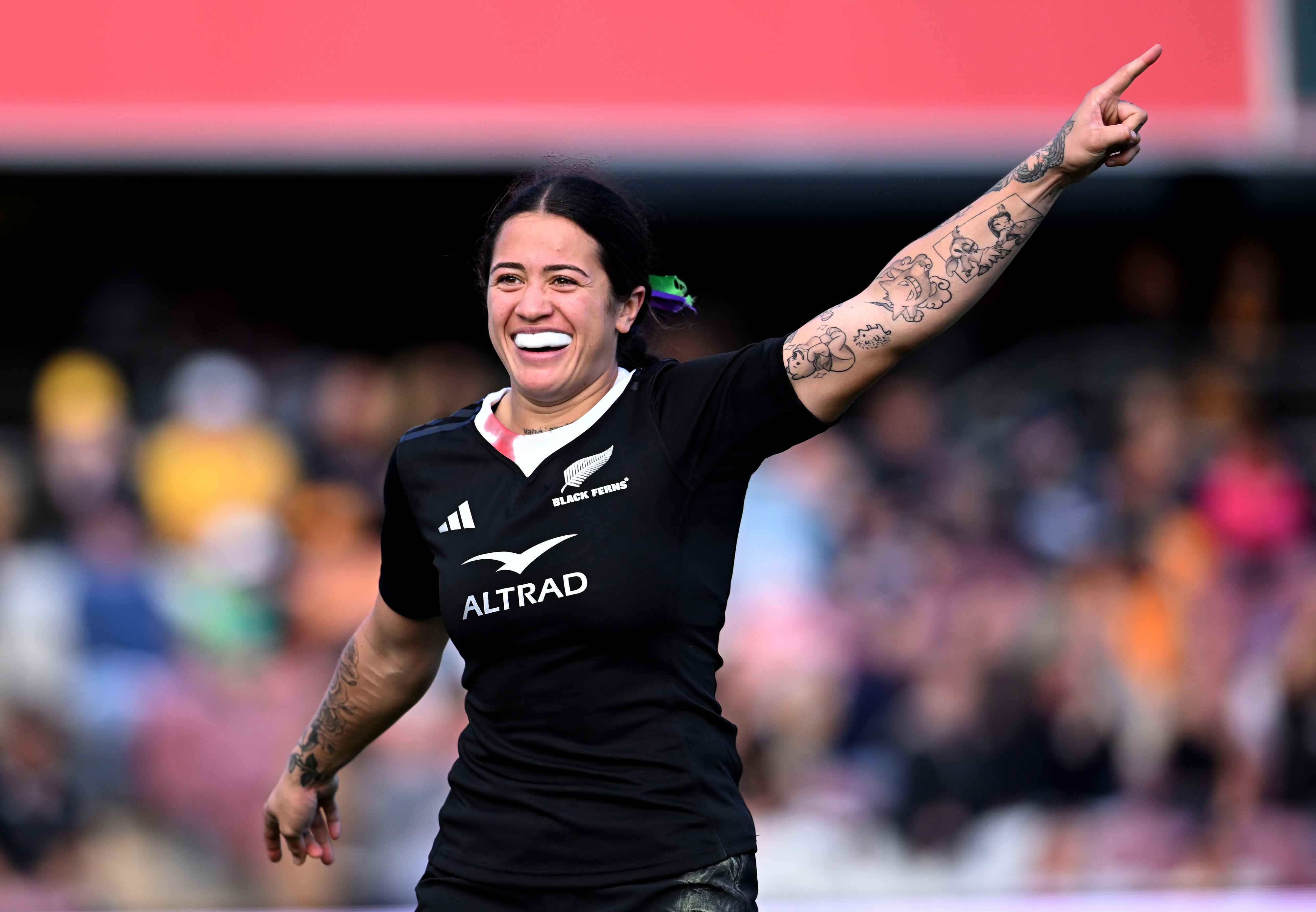 Katelyn Vahaakolo celebrates a try against Australia. Photo / Photosport