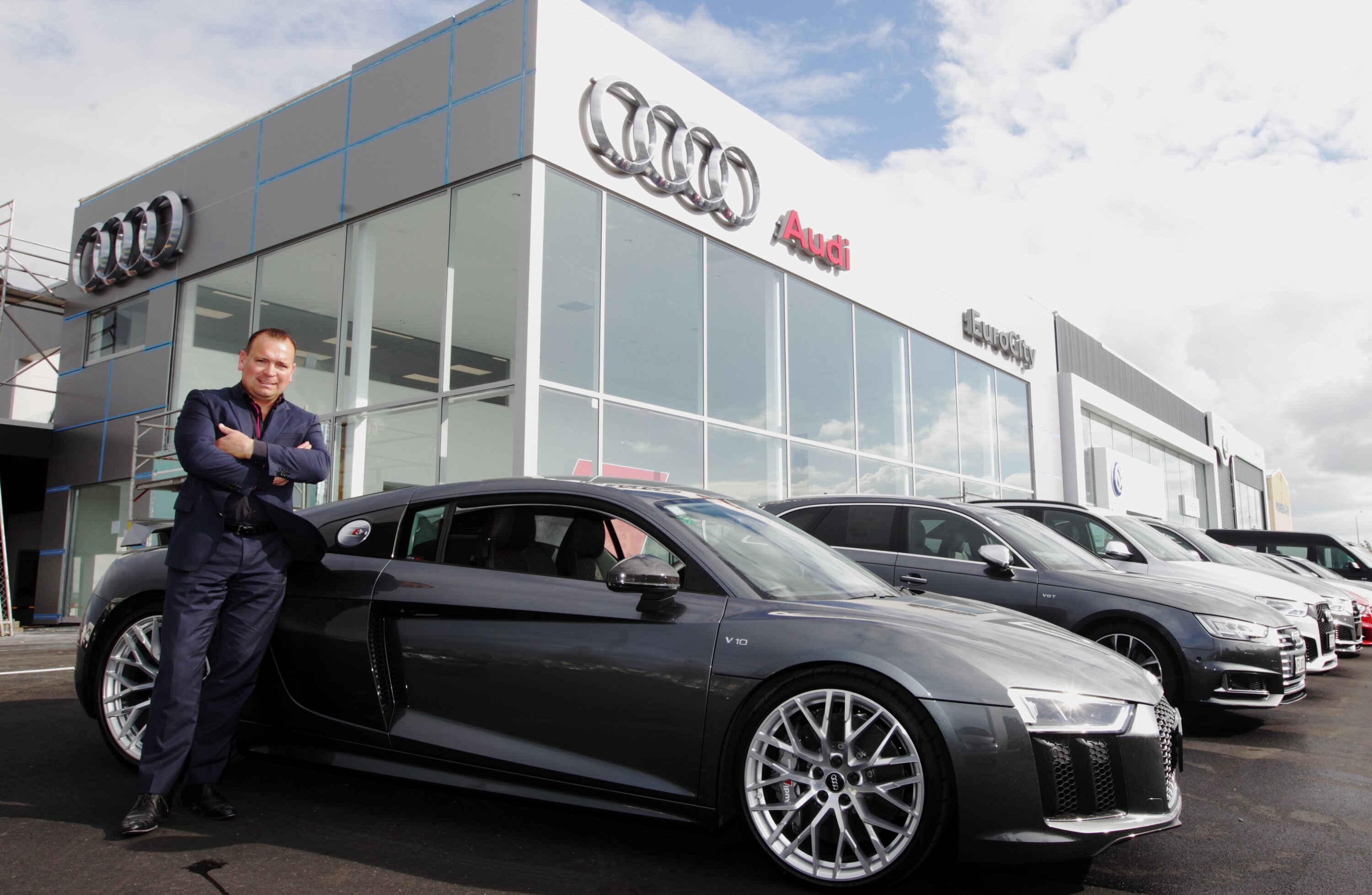 Euro City owner Terry Elmsly in 2017 when the Prebensen Dr had newly opened. Elmsly put the company into voluntary liquidation in April. Photo / NZME