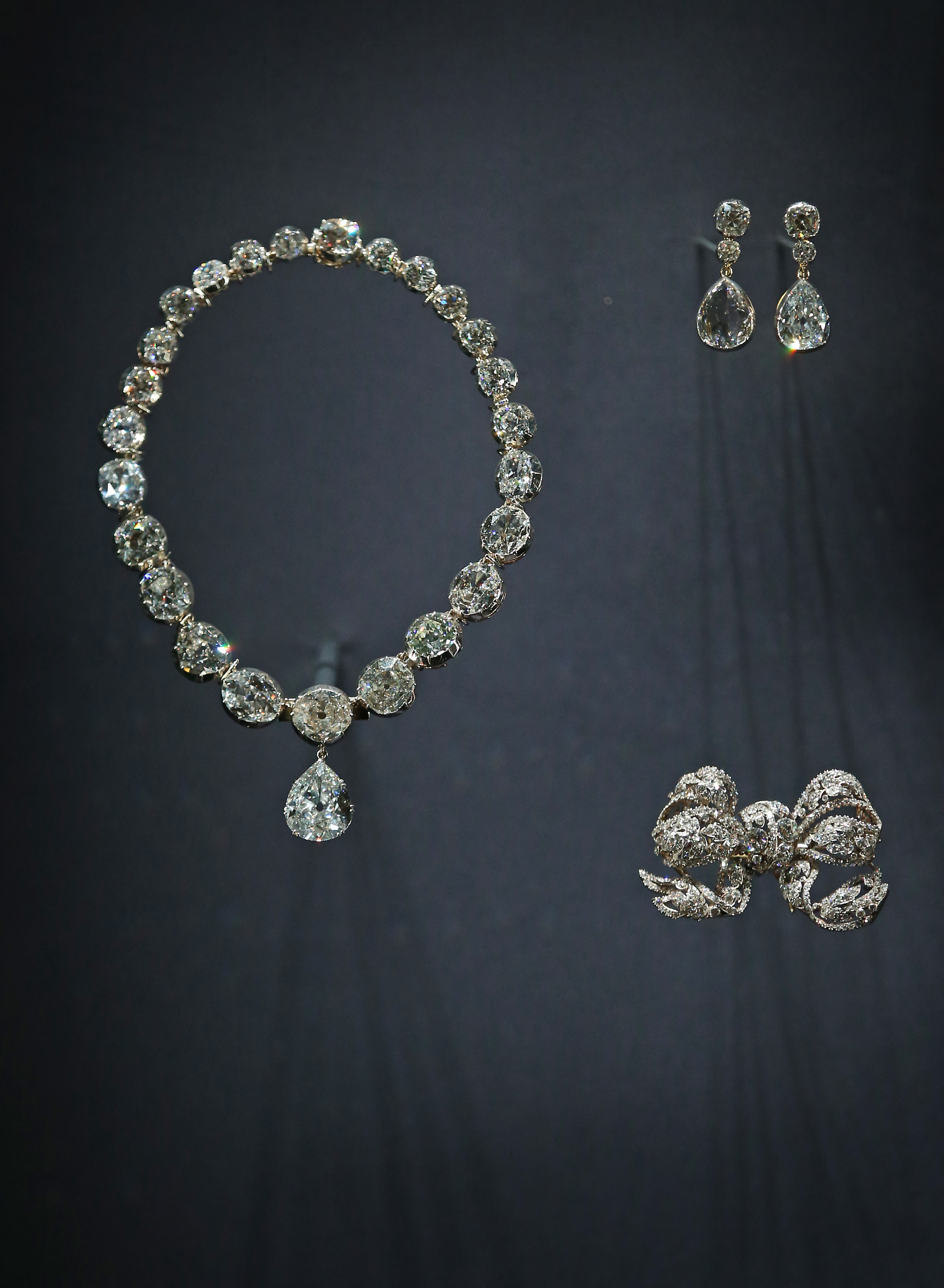 Queen Elizabeth II's Coronation Necklace and Earrings. Photo / Getty Images