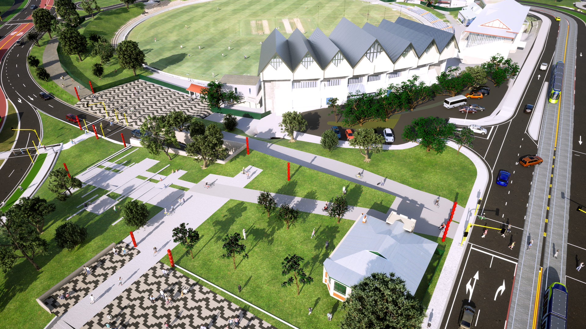 The new look of the Basin Reserve. Photo / LGWM