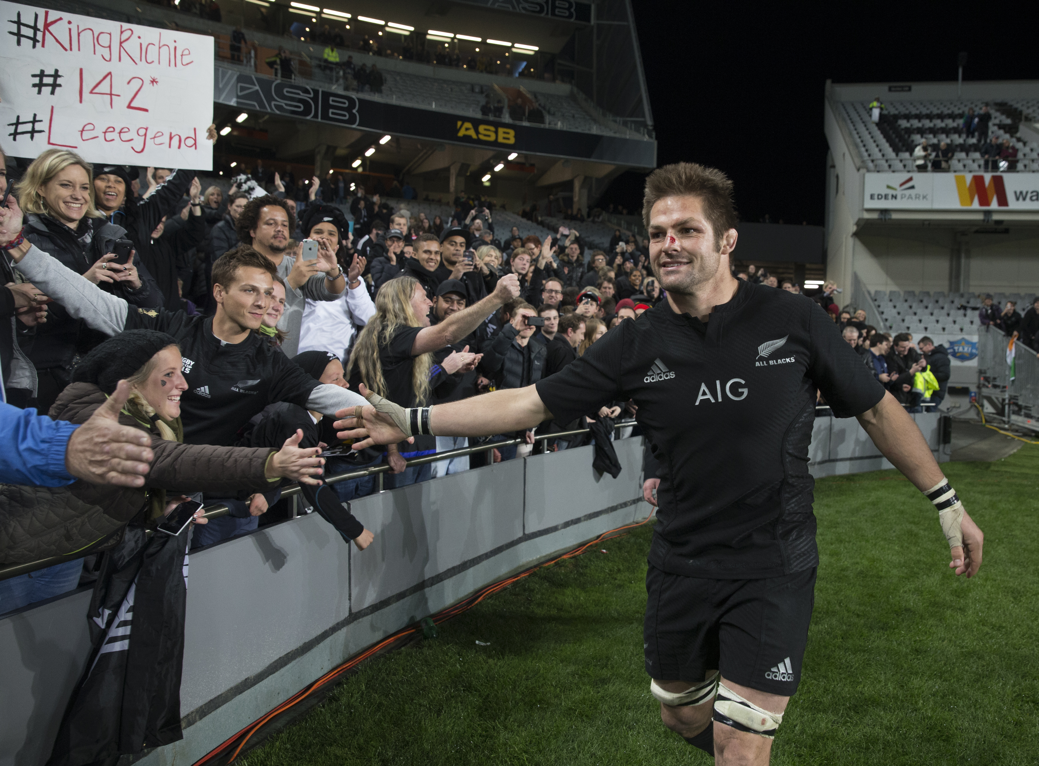 Richie McCaw says goodbye to Eden Park. Photo / Brett Phibbs