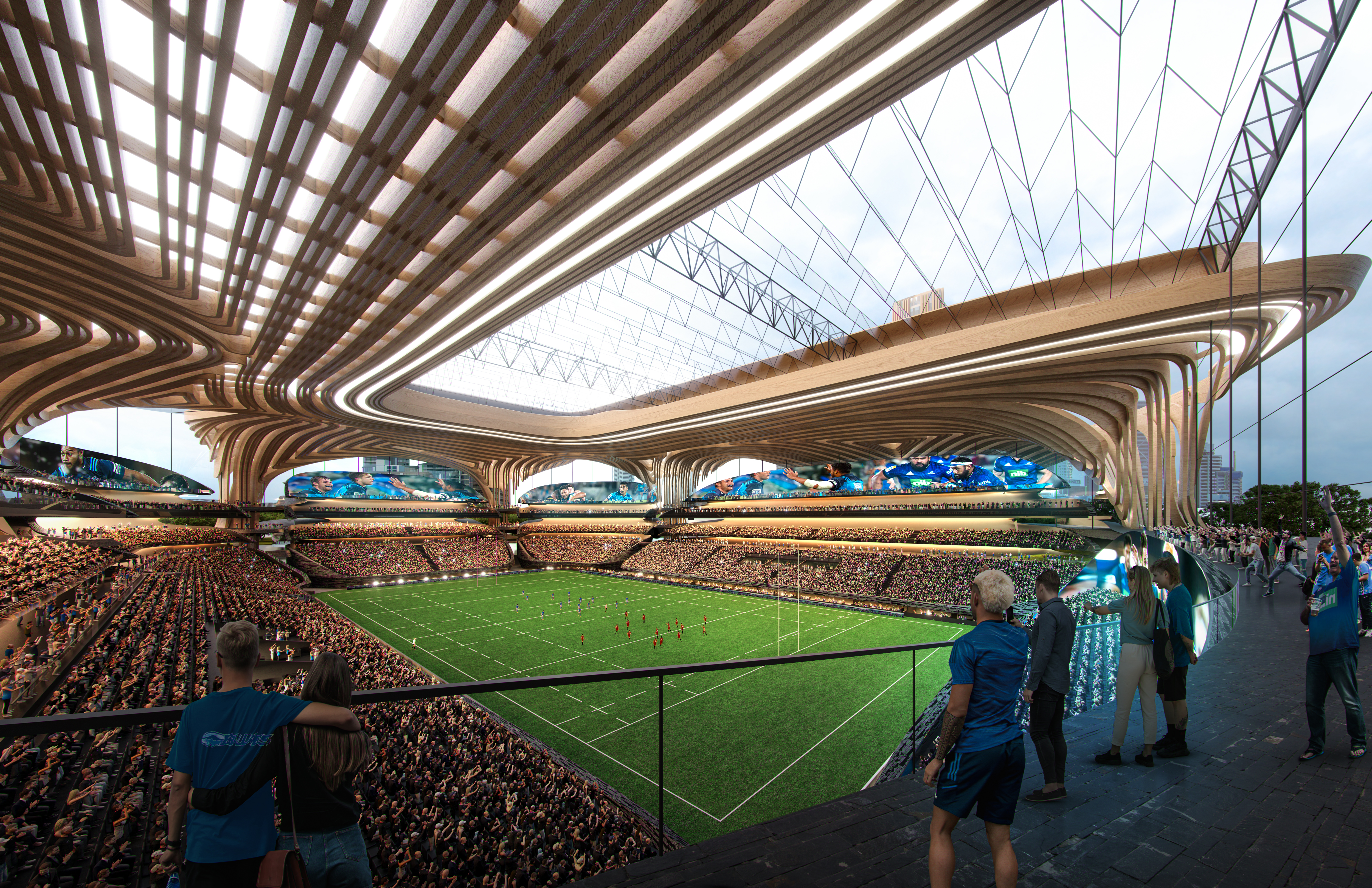 An artist's impression of the inside of the proposed stadium at Quay Park.