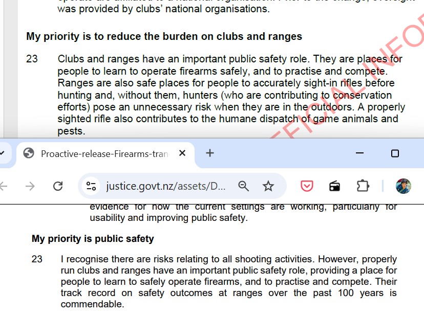 Nicole McKee's draft Cabinet paper before feedback from Christopher Luxon said her priority was to reduce the burden on clubs and ranges. This was later changed to public safety.