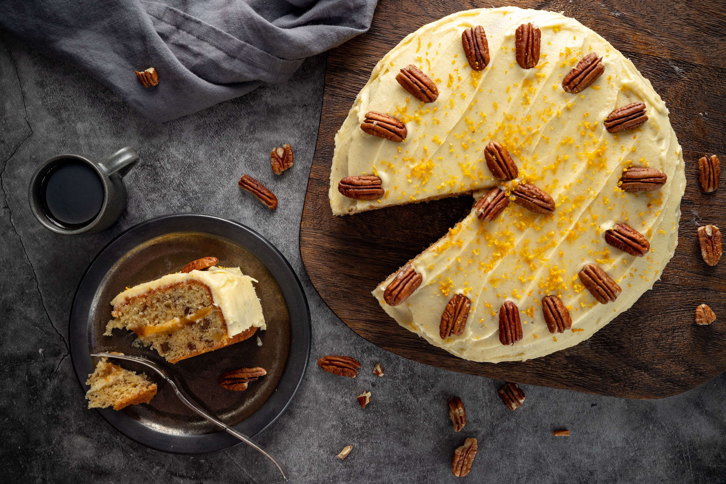 Tea time calls for this pecan and mandarin cake. Photo / Babiche Martens