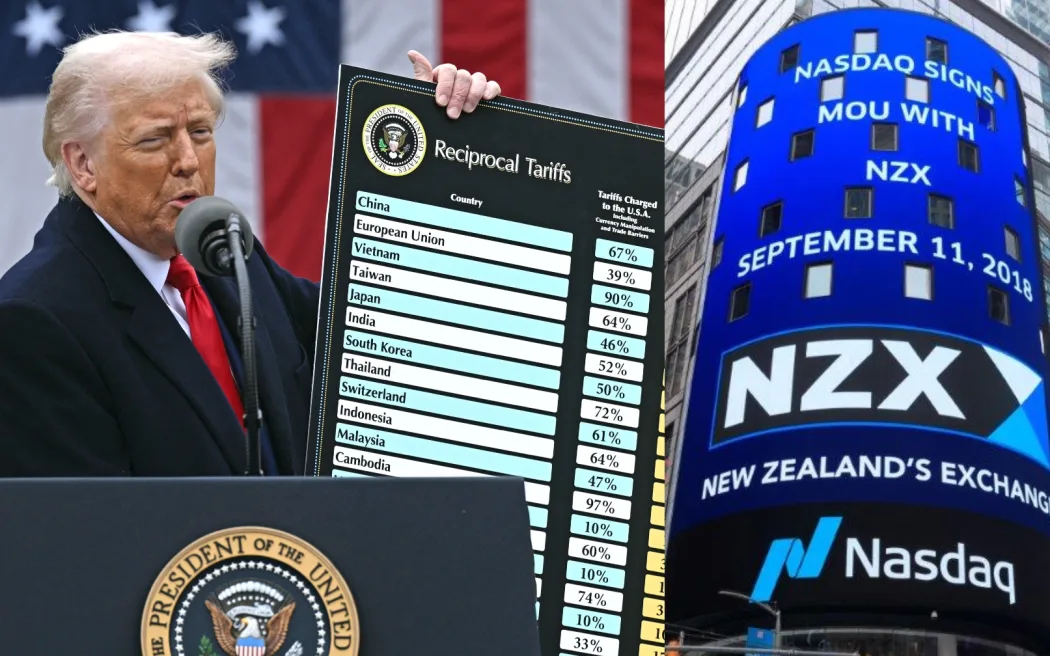 Uncertainty around Donald Trump's tariffs have caused uncertainty for sharemarkets around the world. Photo / AFP / NZX