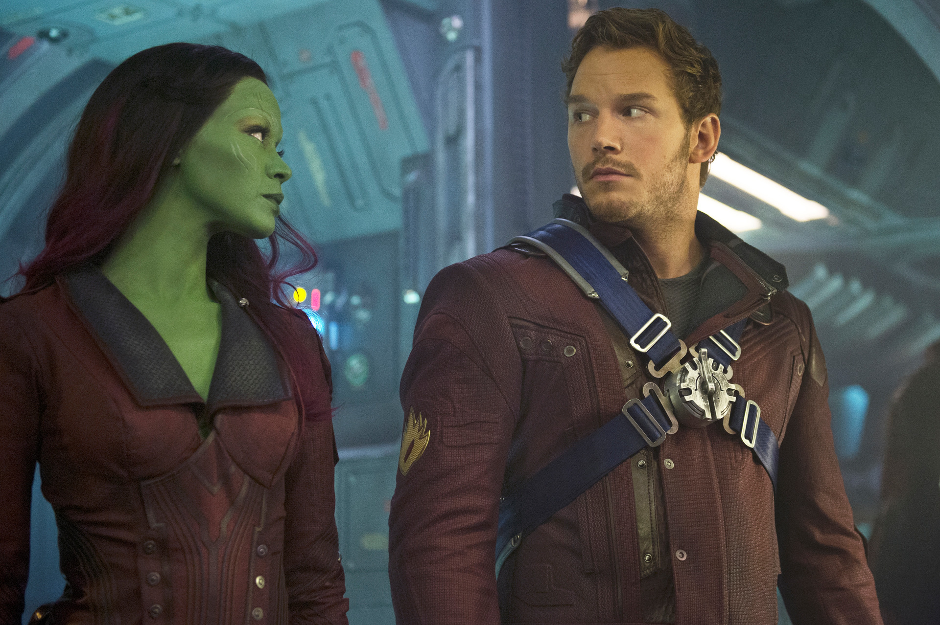 Zoe Saldaña and Chris Pratt in 'Guardians Of The Galaxy'.