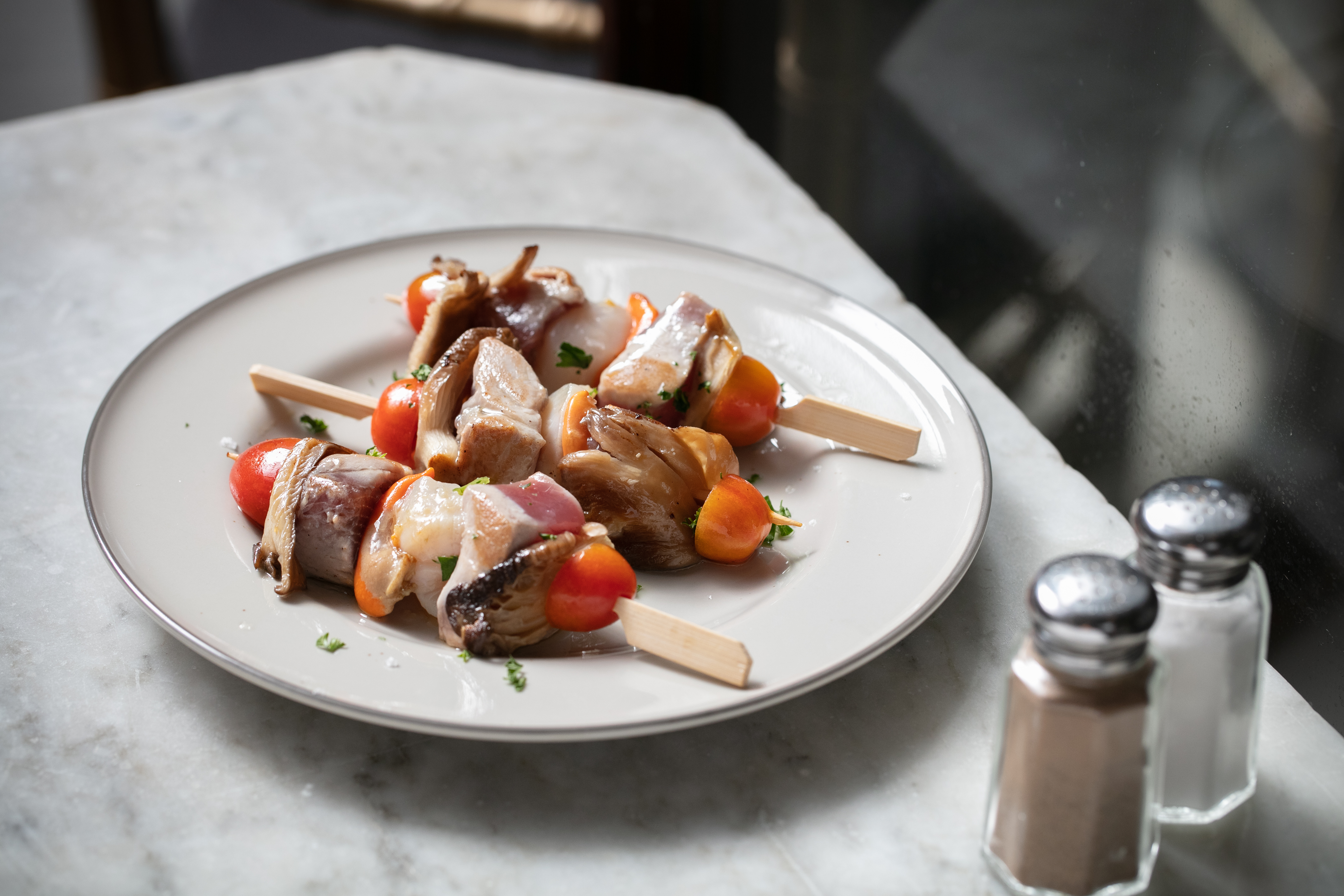 The scallop and tuna skewers. Photo / Babiche Martens