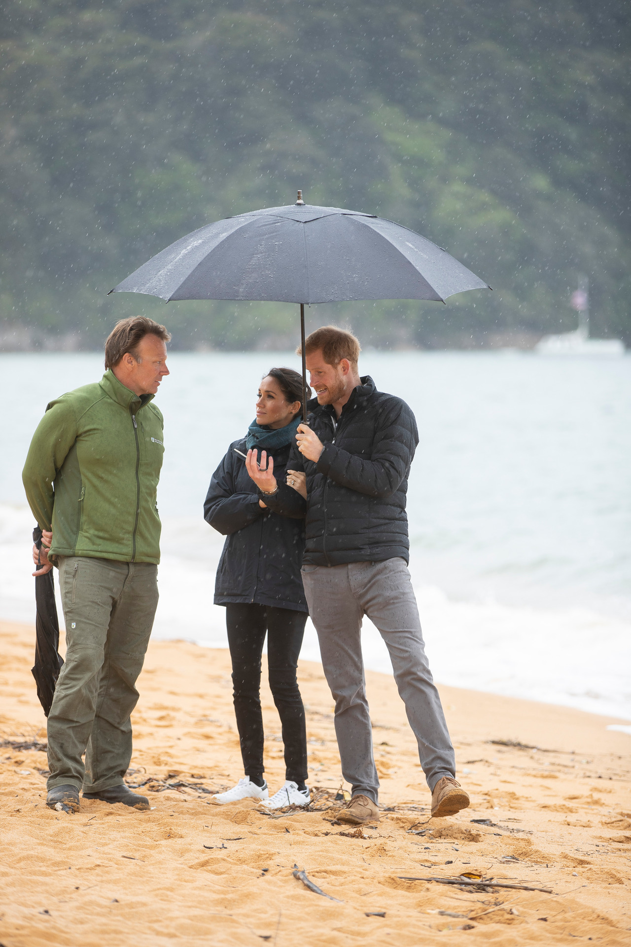 The Duke and Duchess of Sussex battled rain in the normally sunny Abel Tasman National Park when they visited in 2018. Photo / Robert Kitchin