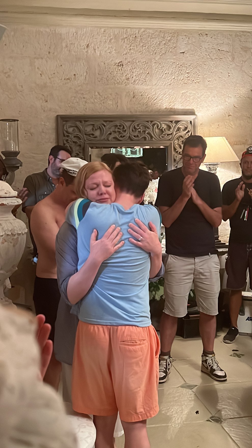 An emotional embrace with Kieran Culkin, who plays her brother and bitter rival Roman Roy, as filming for the final series of Succession wraps in Barbados, 2023
@LADYMANDYISMS / X