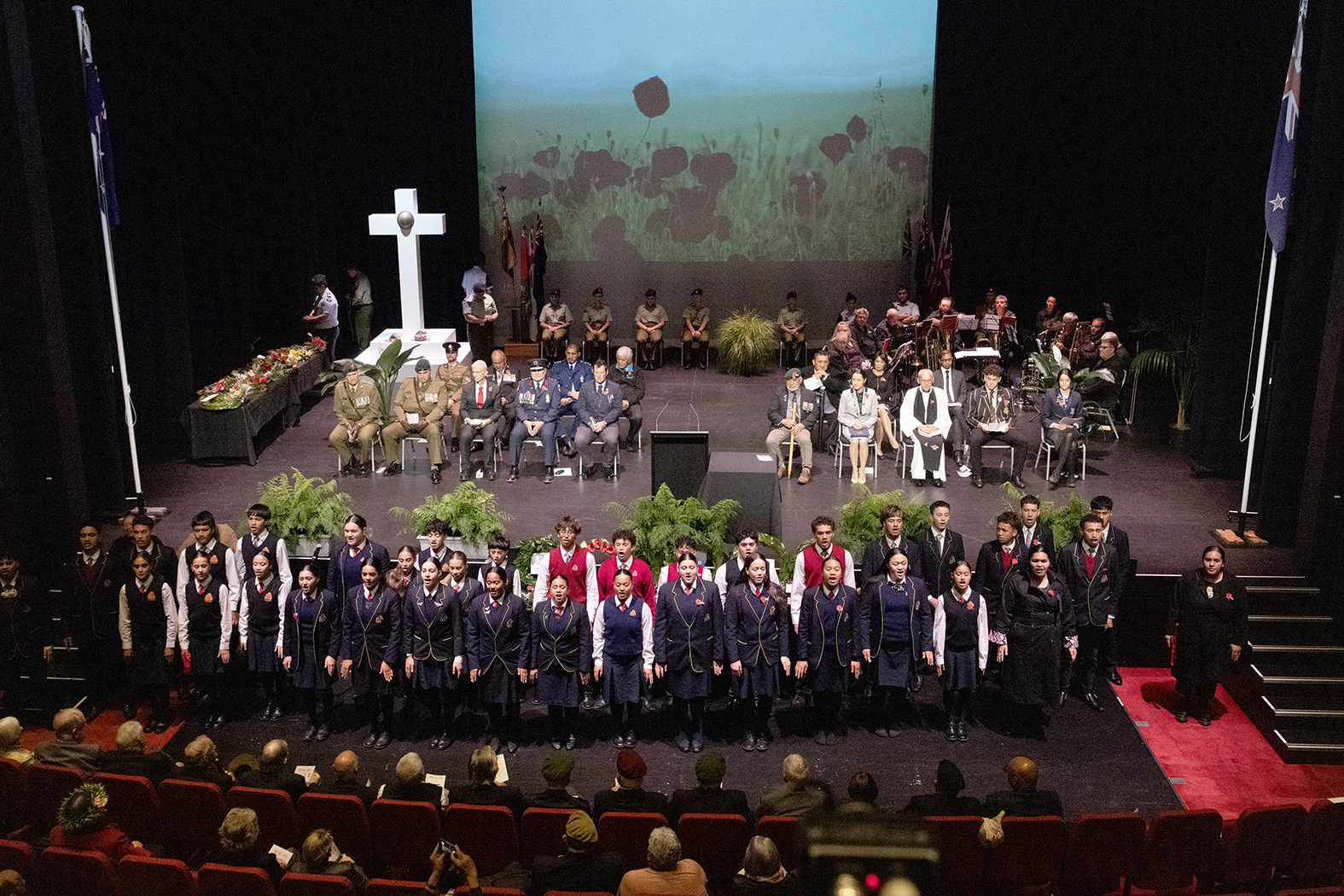 The Anzac Day civic service at the Sir Howard Morrison Performing Arts Centre.  Photo / Andrew Warner