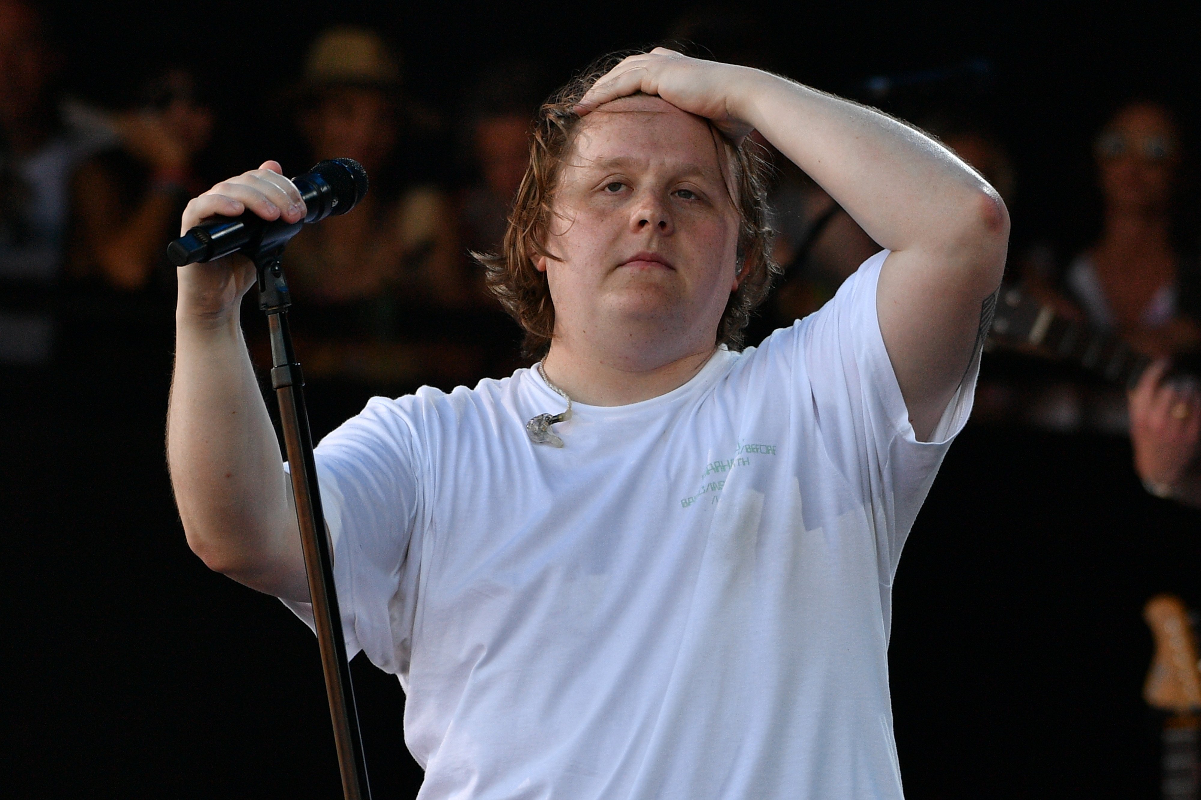 Lewis Capaldi performs on the Pyramid stage during day 4 of Glastonbury Festival 2023. Photo / Getty Images