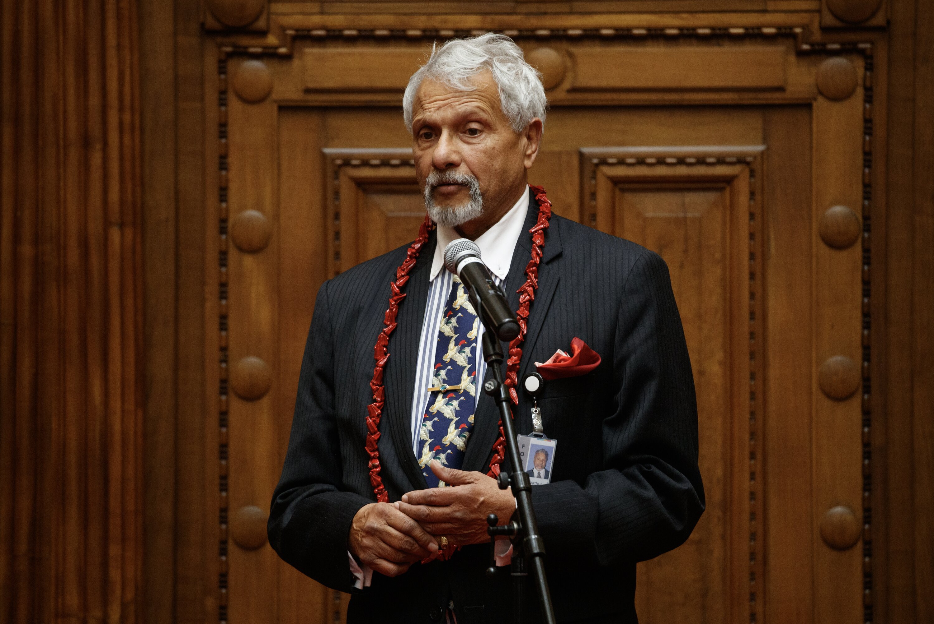 Former National Party MP Arthur Anae speaking during a function, after the second reading of the Samoan Citizenship Bill. Photo / Mark Mitchell
