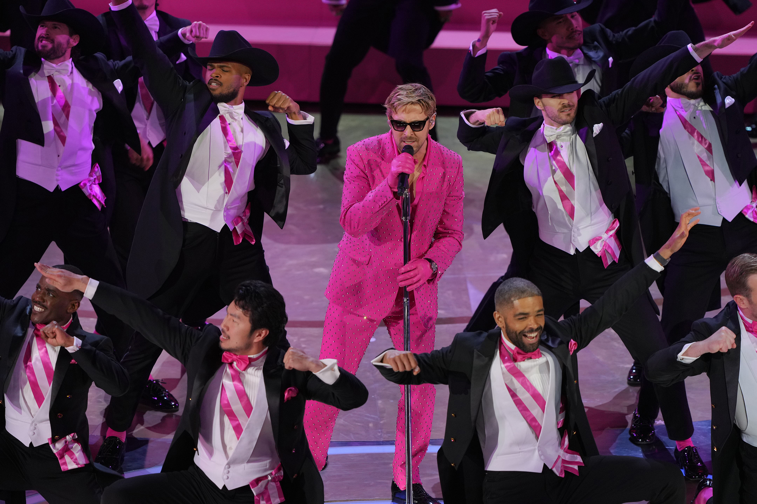 Ryan Gosling leading a rousing rendition of I’m Just Ken. Photo / Amir Hamja, The New York Times