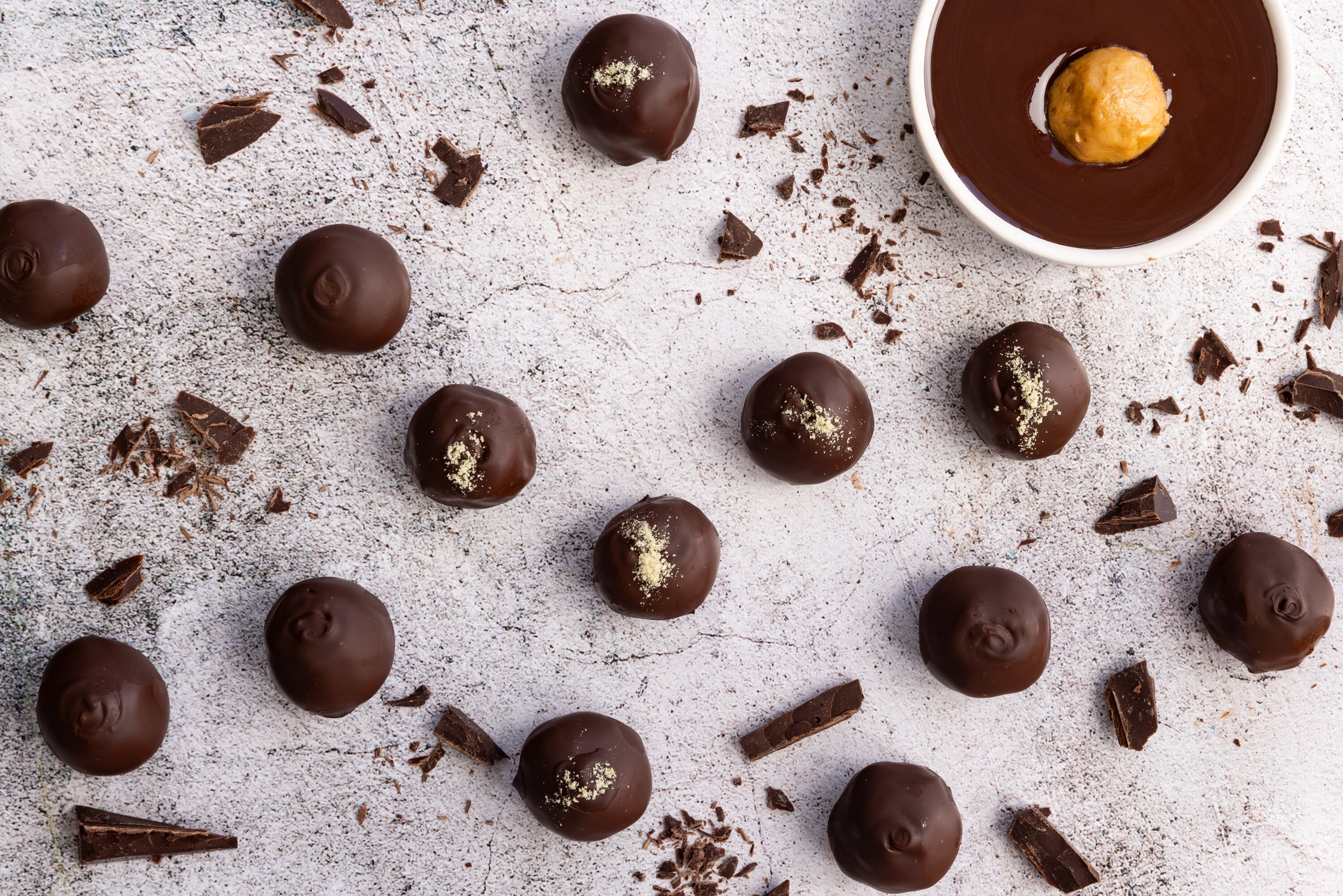 Chocolate-dipped nut balls. Photo / Babiche Martens
