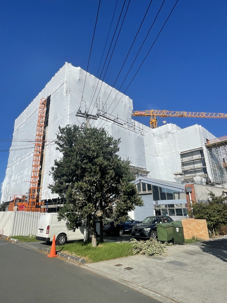 Beachcroft: construction wrap protects what's been built so far. Photo / supplied