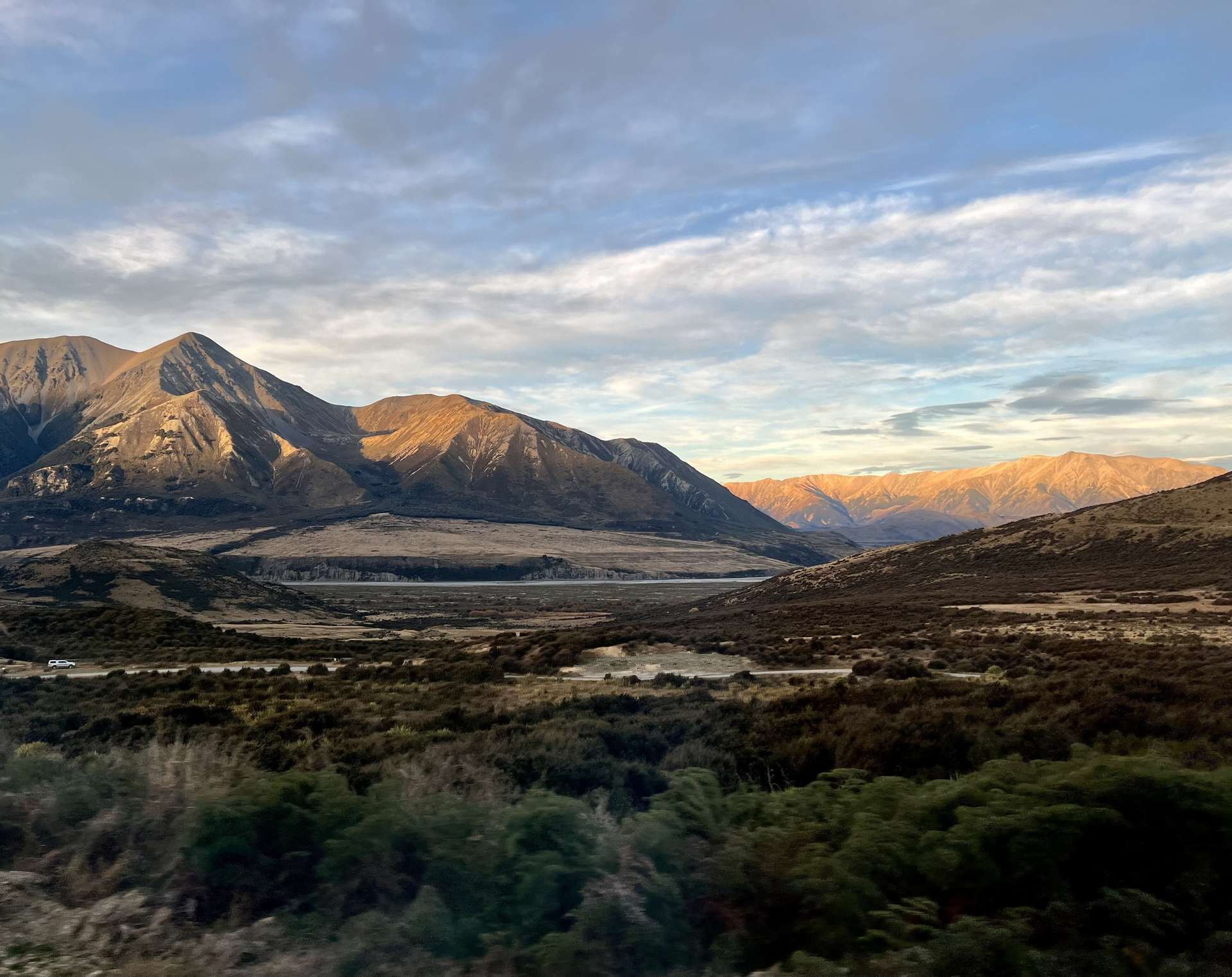 Dusky valleys reflect the evening light on the return trip. Photo / Supplied