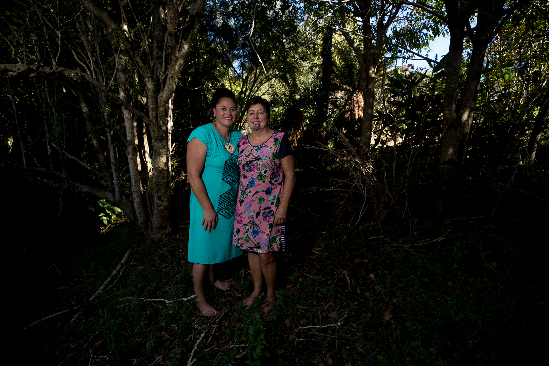 Louisa Wall and wife Prue Kapua on their 0.5ha property in Hillpark, Manurewa. Photo / Dean Purcell