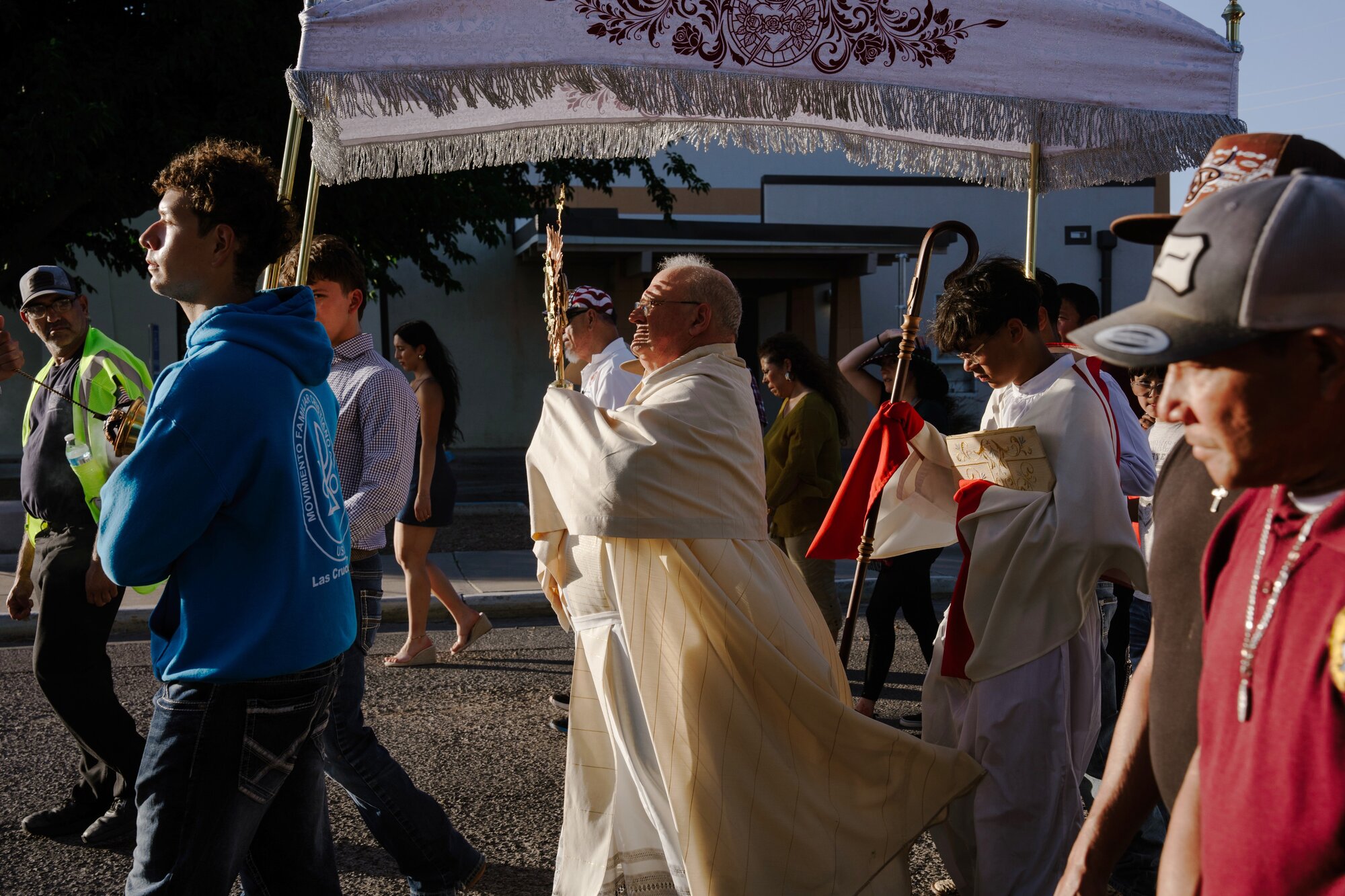 Bishop Peter Baldacchino of the Diocese of Las Cruces leading a procession for the Feast of Corpus Christi in Las Cruces, New Mexico. Photo / Paul Ratje, The New York Times