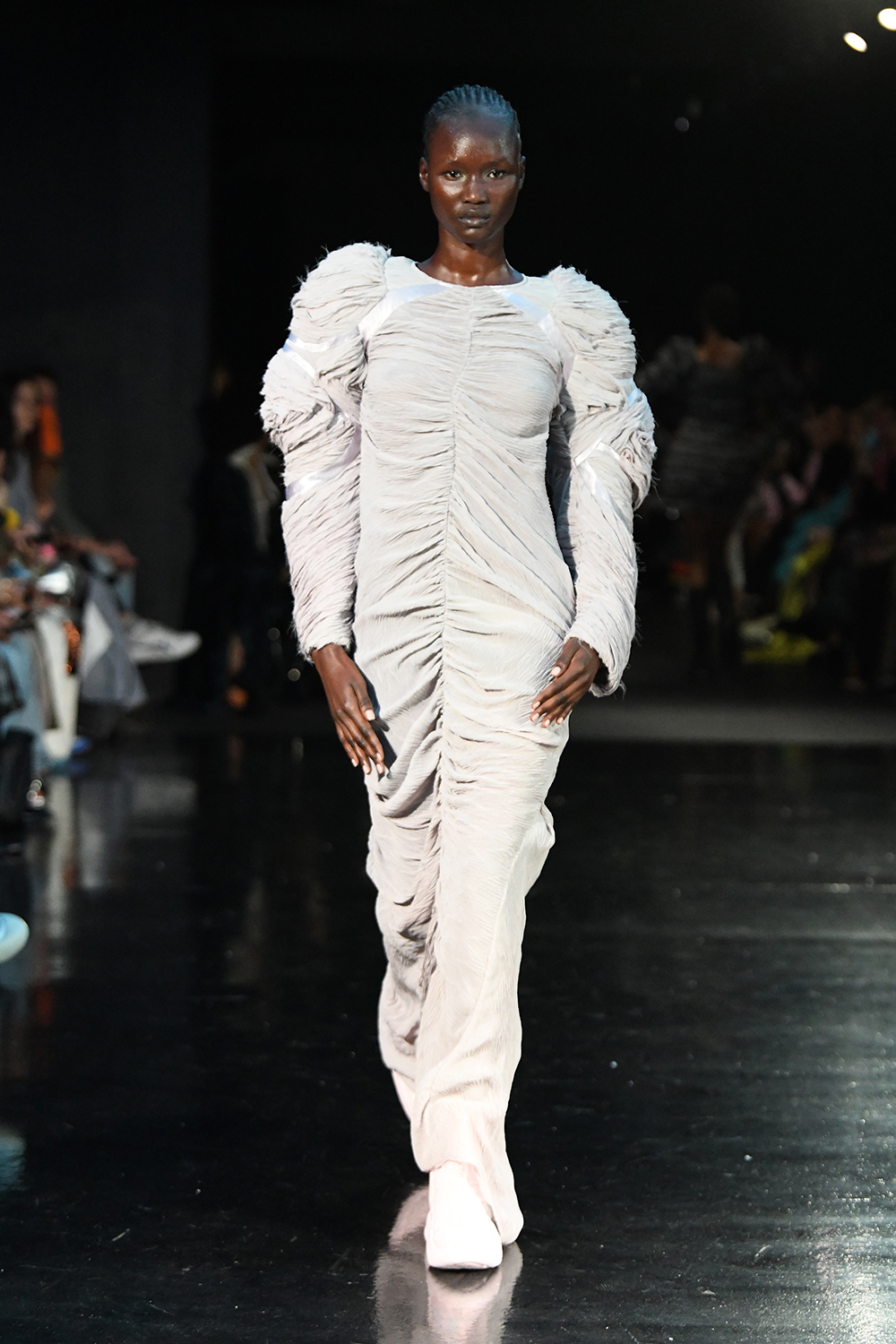 At the Collina Strada show during New York Fashion Week, models walked in muscular dresses. Photo / Getty Images