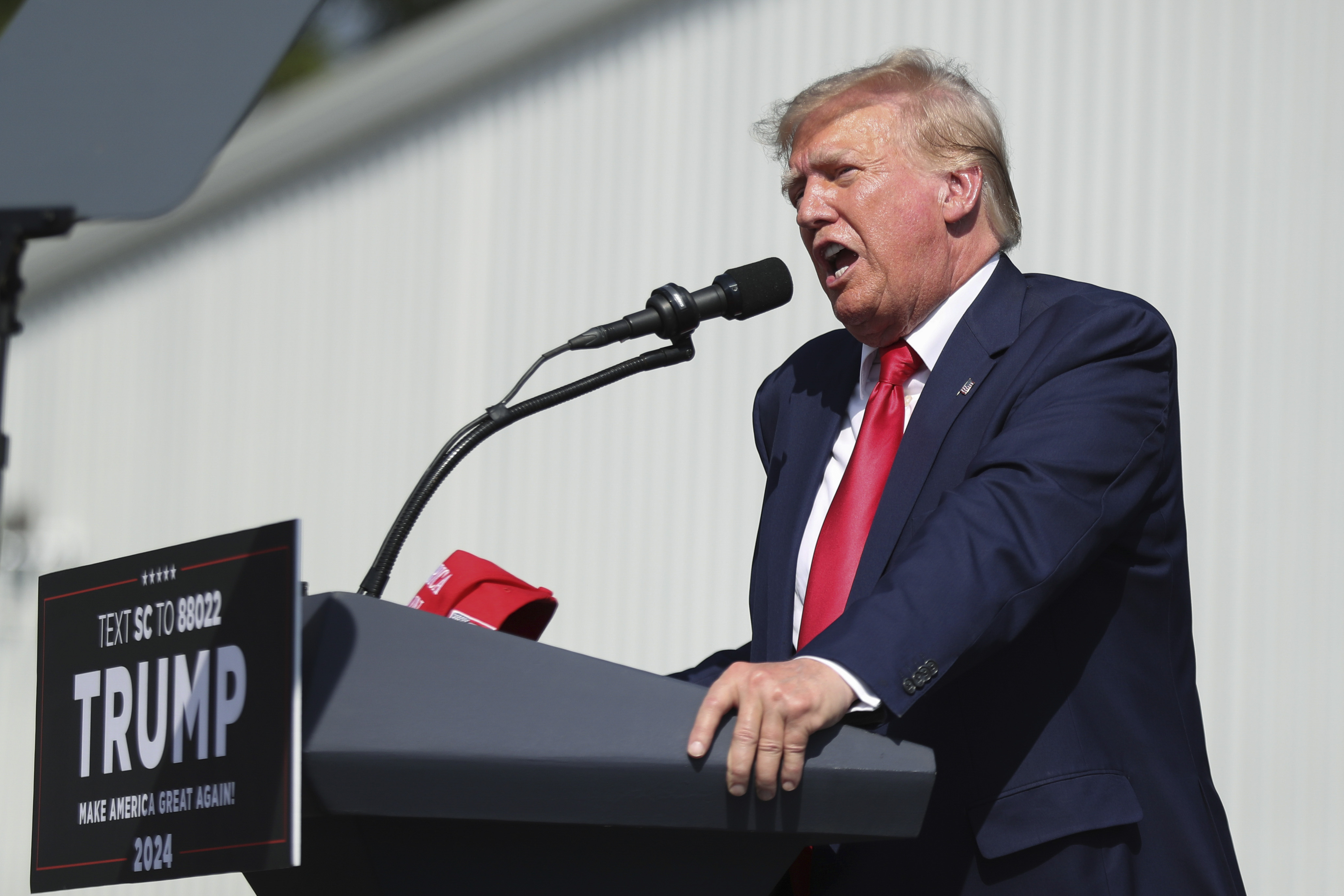 Former President Donald Trump speaks at a rally in Summerville. Photo / AP