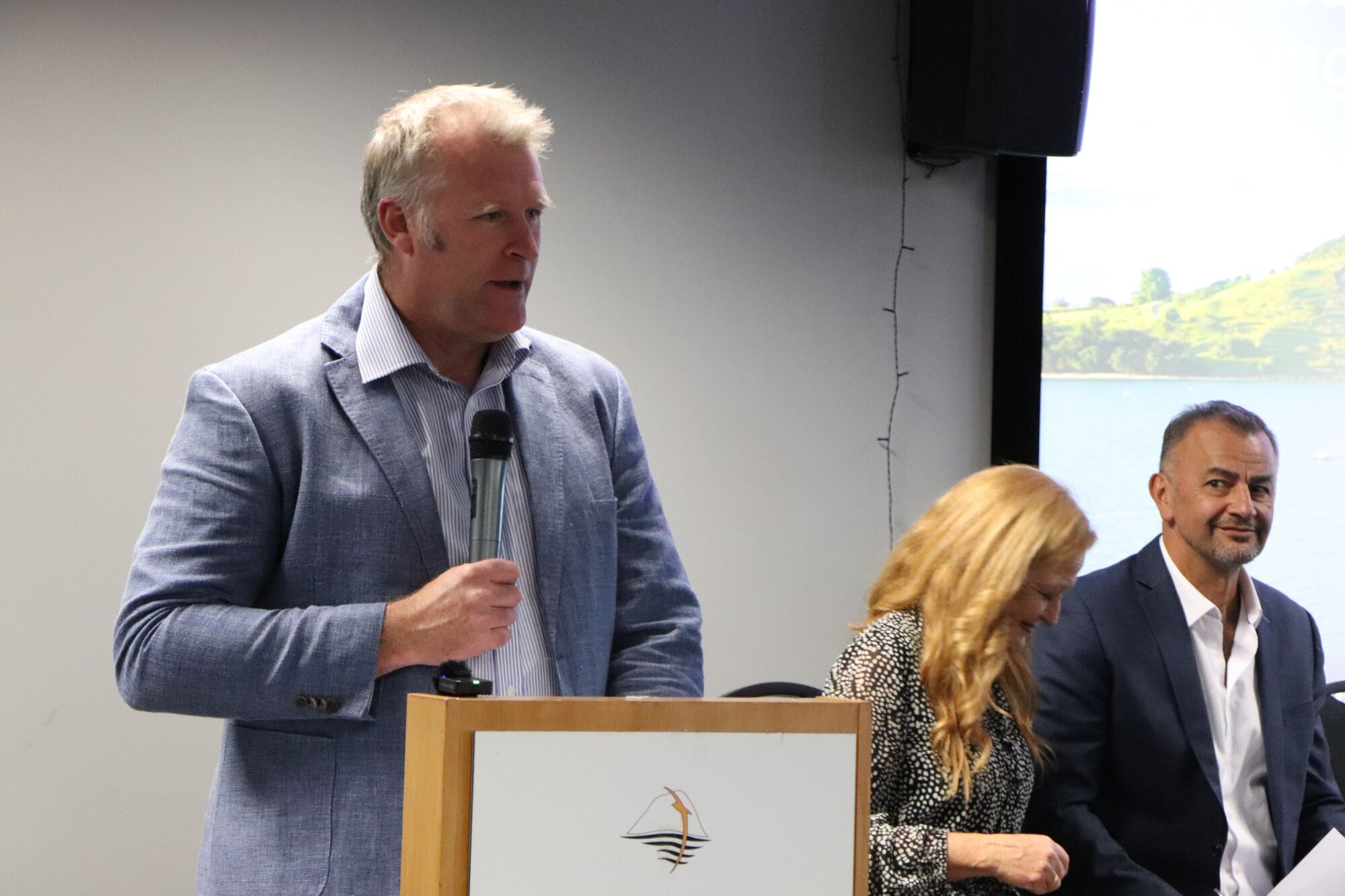  Tauranga Mayor Mahé Drysdale at the community meeting hosted by the council to provide an update on the rehabilitation of Mauao. Photo / Ayla Yeoman