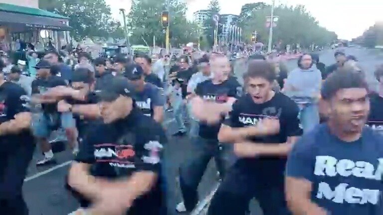 Destiny Church members also held up Auckland's Rainbow Parade as they performed a haka on Saturday.
