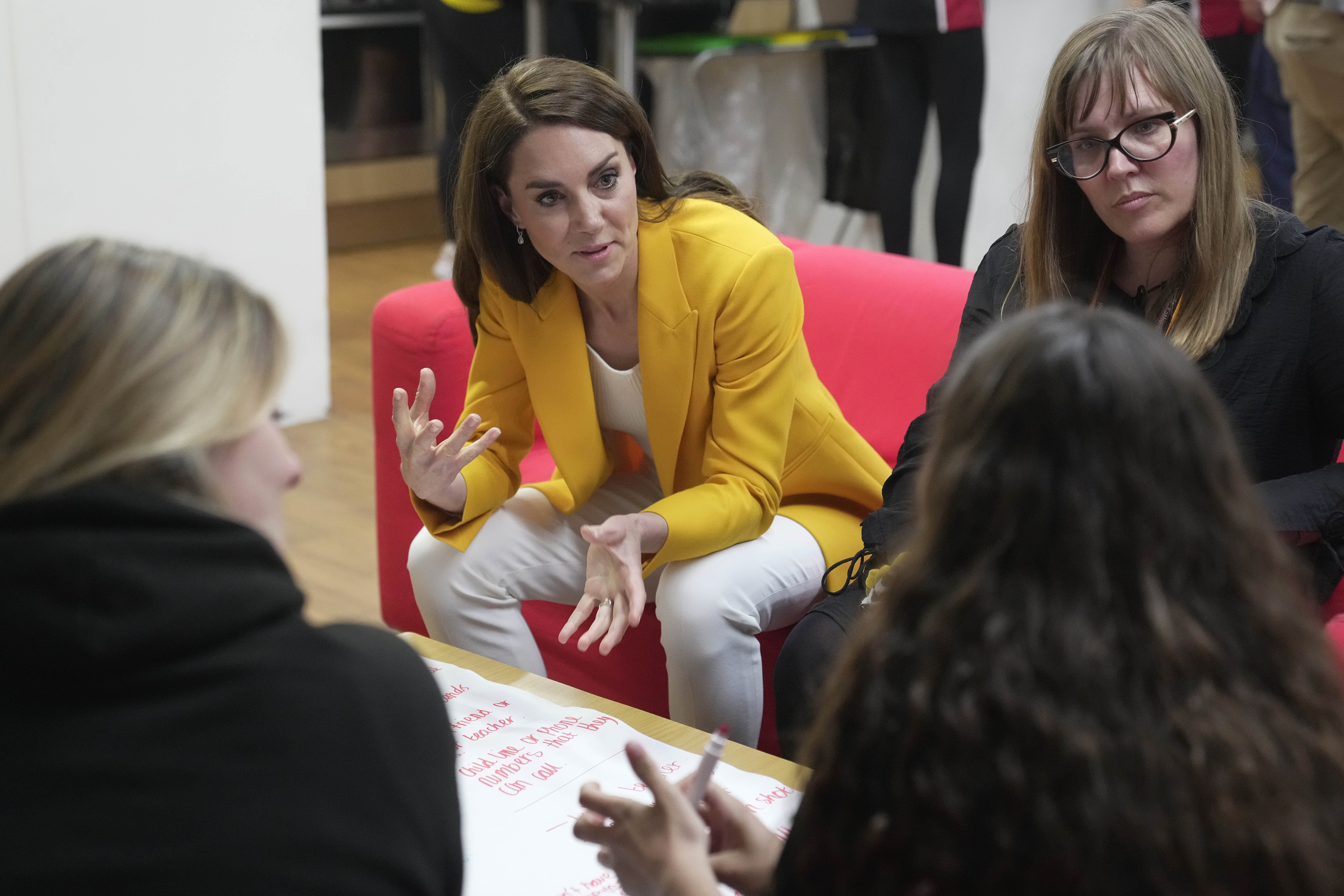 The Princess of Wales speaks as she visits the Dame Kelly Holmes Trust. Photo / Getty Images