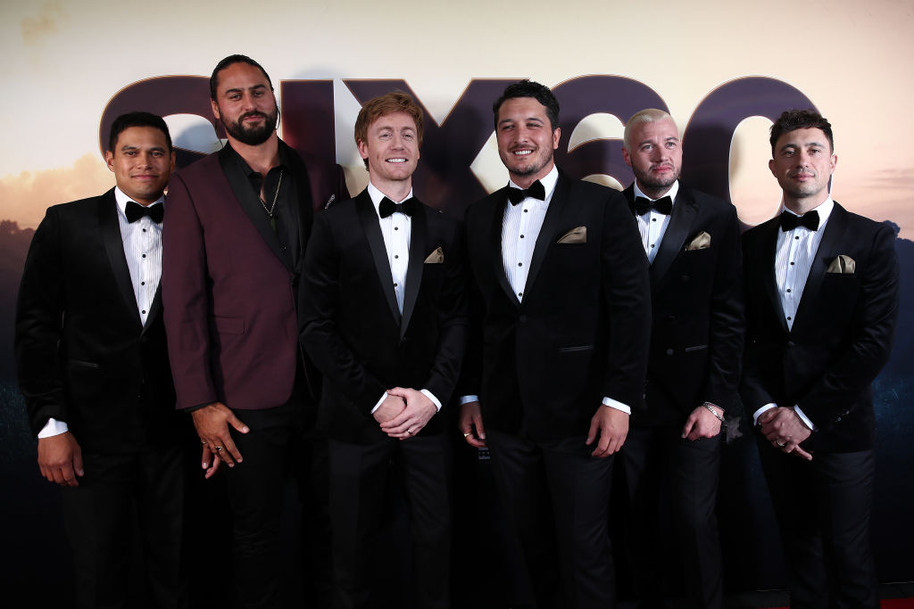 Six60 band members Eli Paewai, Hoani Matenga (original band member ), Ji Fraser Matiu Walters, Chris Mac and Marlon Gerbes. Photo / Getty Images