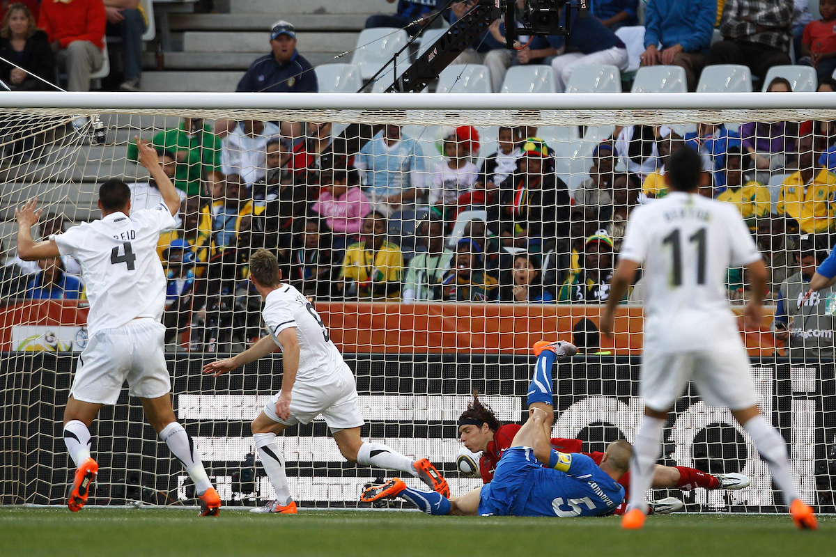 Shane Smeltz scores against Italy at the 2010 World Cup. Photo / Photosport.co.nz