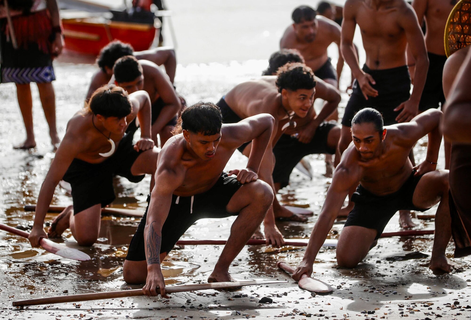 The paddlers get ready. Photo / Dean Purcell 
