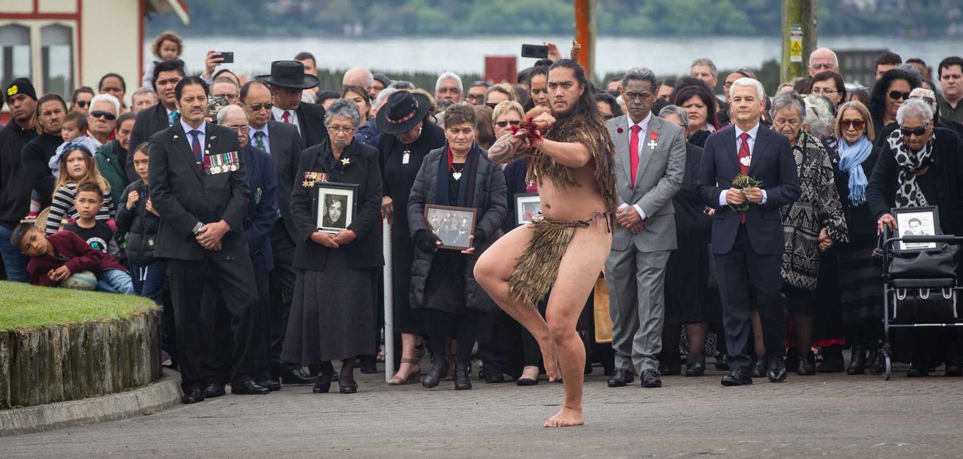 Italian ambassador Fabrizio Marcelli picked up the wero in the powhiri. Photo / Stephen Parker