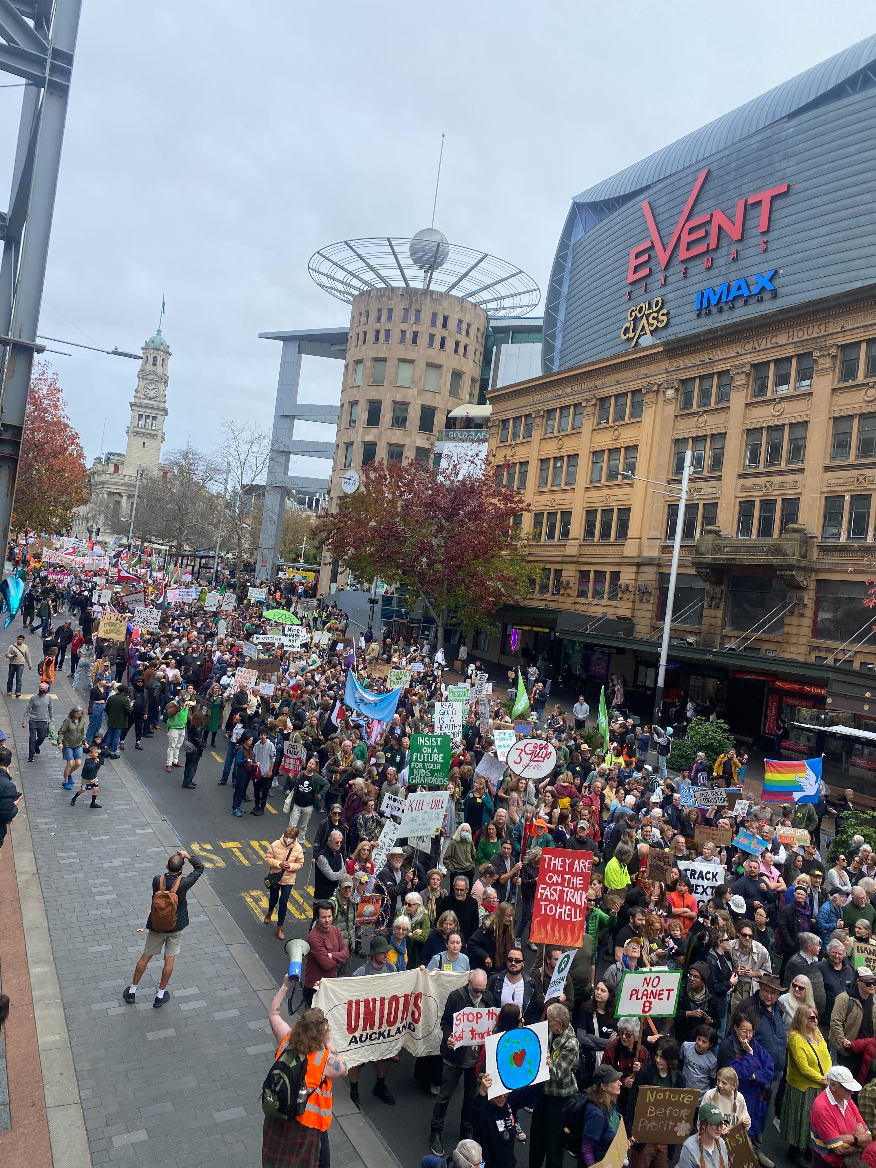 The protesters stretched for the better part of 1km down Queen St. Photo / George Block