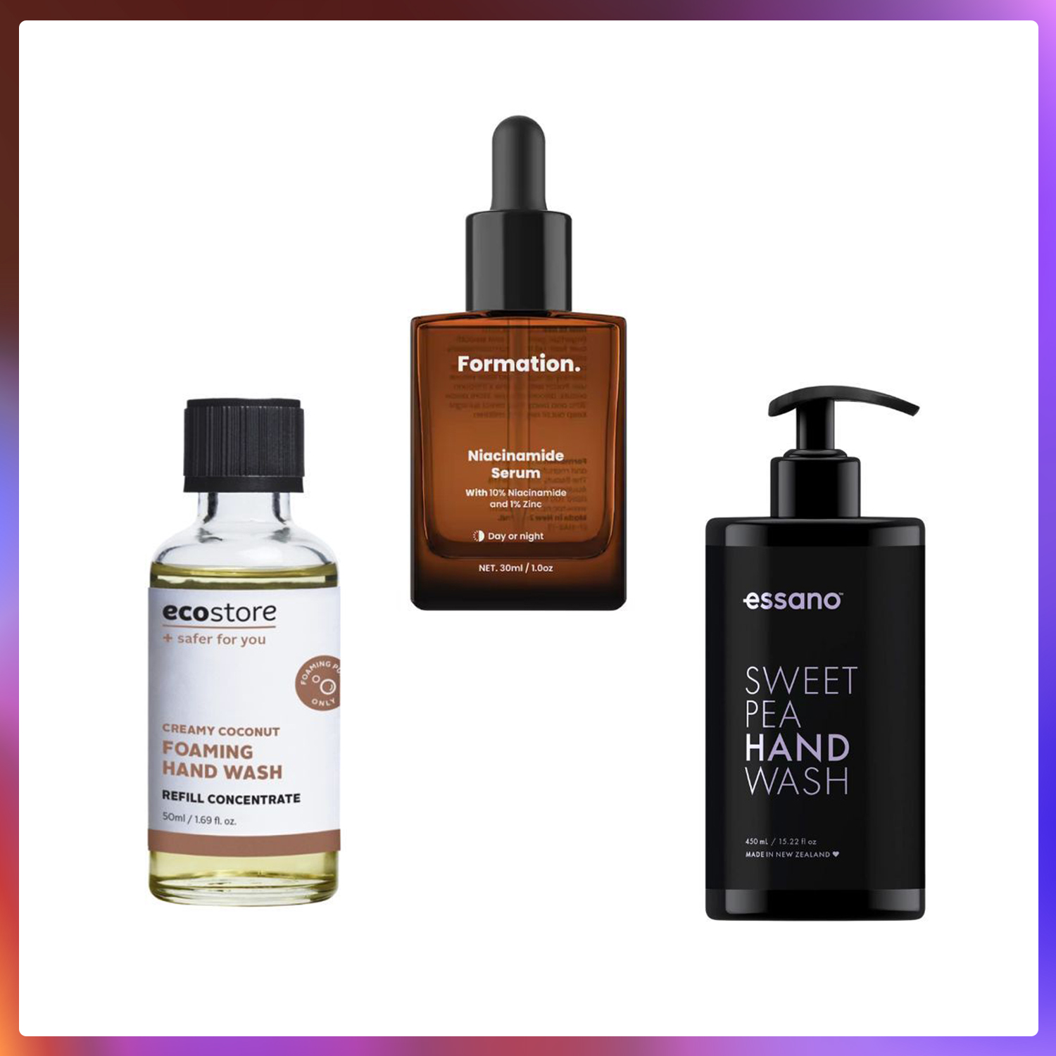 Left to right: Ecostore, Formation and Essano.