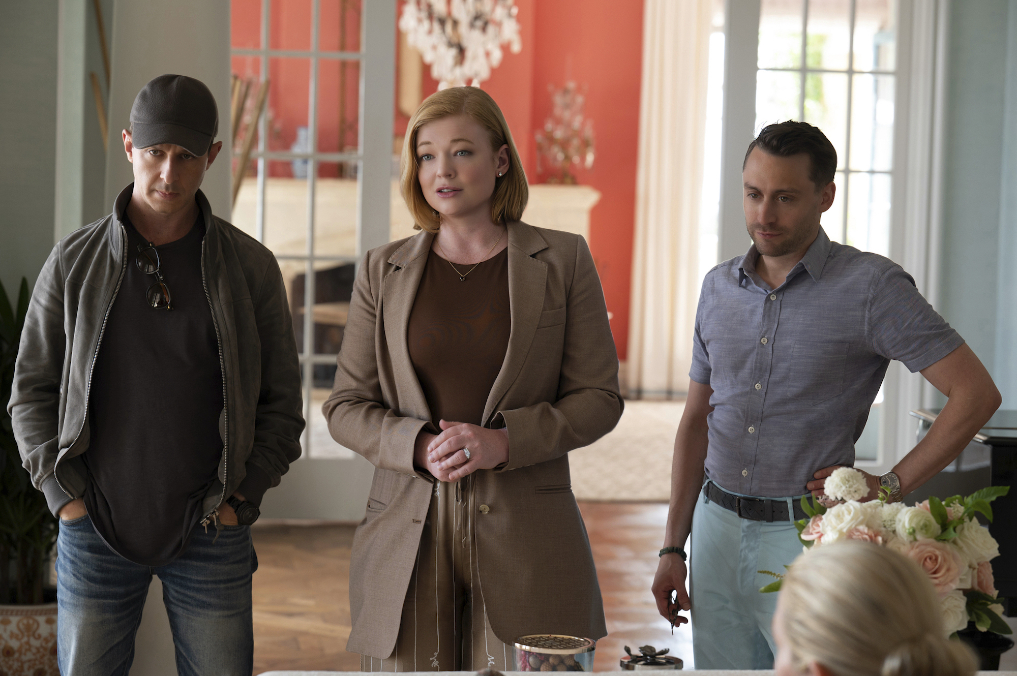 Jeremy Strong, Sarah Snook and Kieran Culkin in a scene from the fourth season of Succession. Photo / HBO via AP