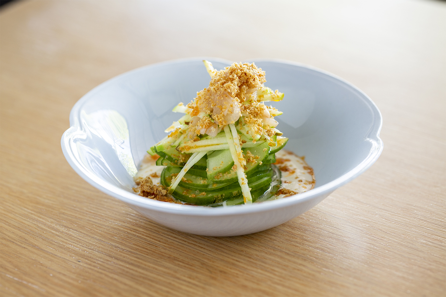 Smoked yogurt, cucmber and apple. Photo / Babiche Martens
