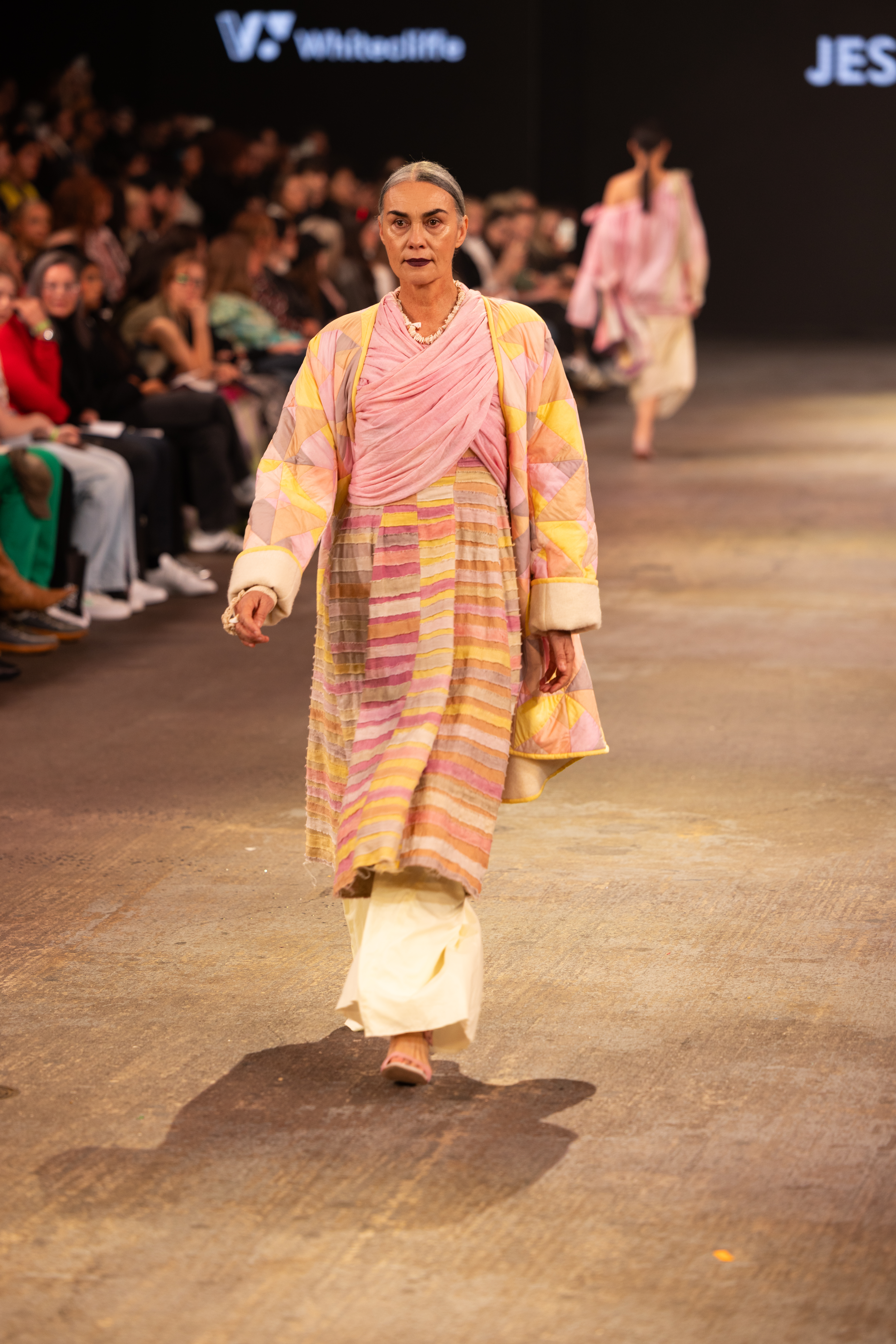 Rewa Harker, pictured here at the NZ Fashion Week graduate show walking for Jessica Sinton, is signed with agency Silverfox MGMT.