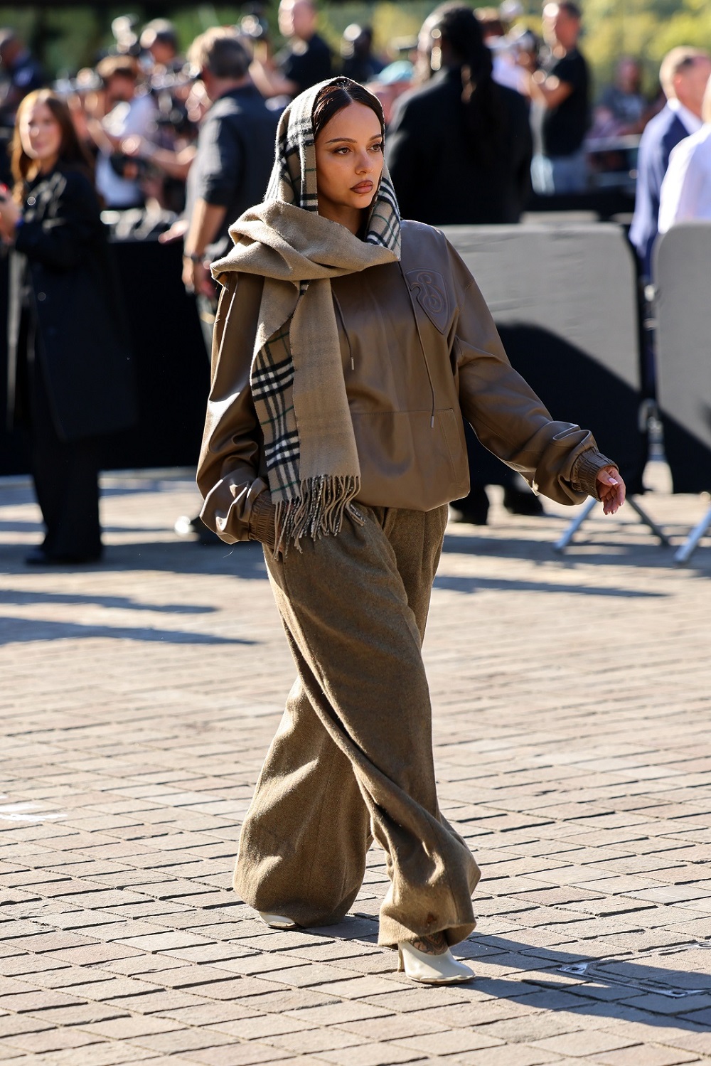 Dressed in Burberry, singer Jade Thirlwall attends the brand's London Fashion Week show. Photo / Getty Images