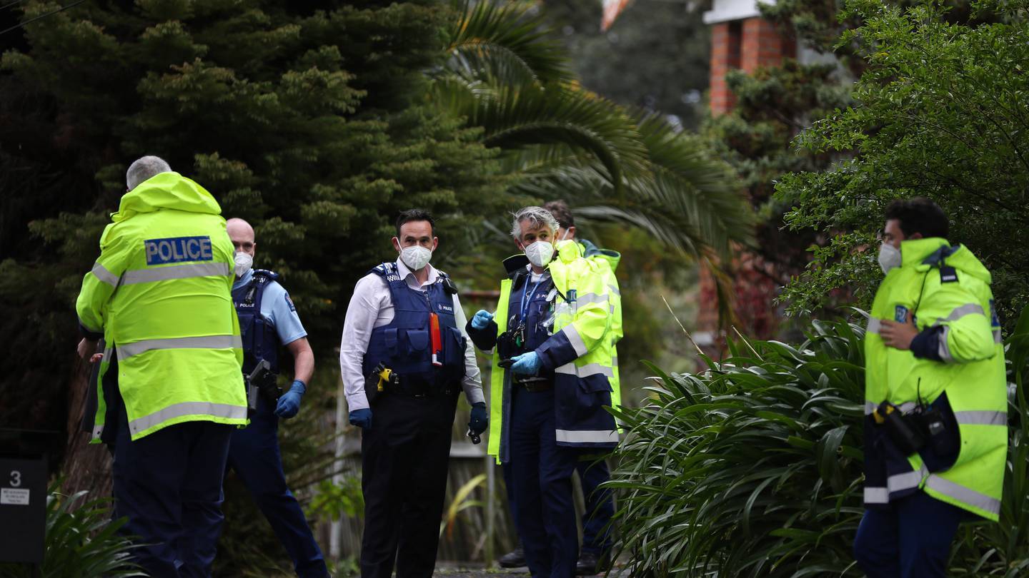 Police at the scene of a shooting on Astley Ave in New Lynn on October 17. Photo / Hayden Woodward