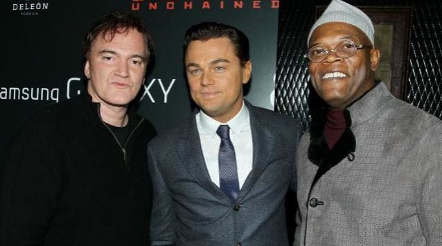 Quentin Tarantino, Leonardo DiCaprio and Samuel L. Jackson in 2012. Photo / AP